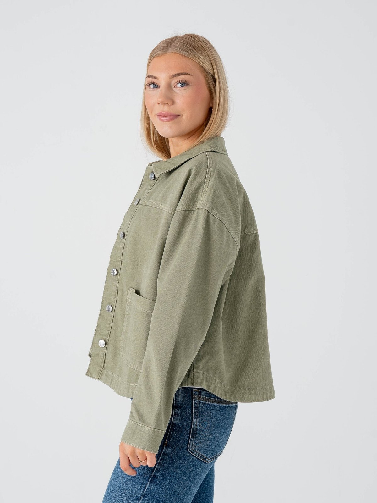 Vero Moda Jamie Long Sleeve Denim Shacket Laurel Wreath Washed