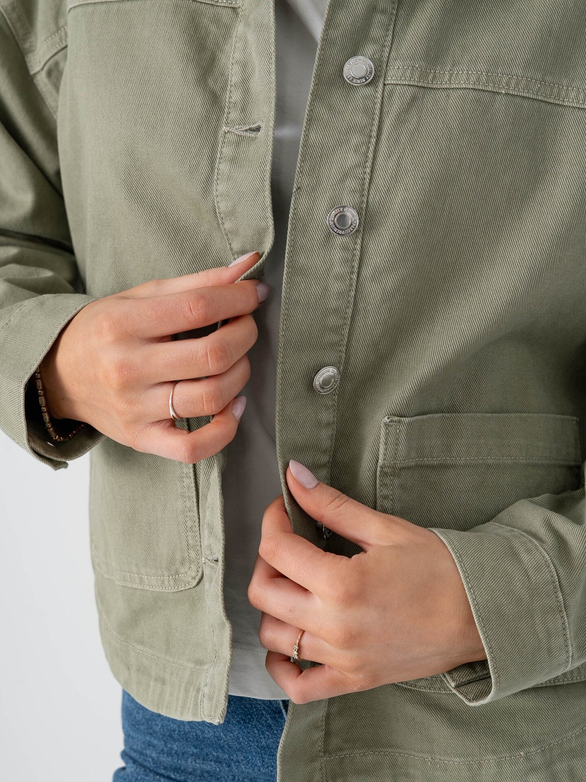 Vero Moda Jamie Long Sleeve Denim Shacket Laurel Wreath Washed