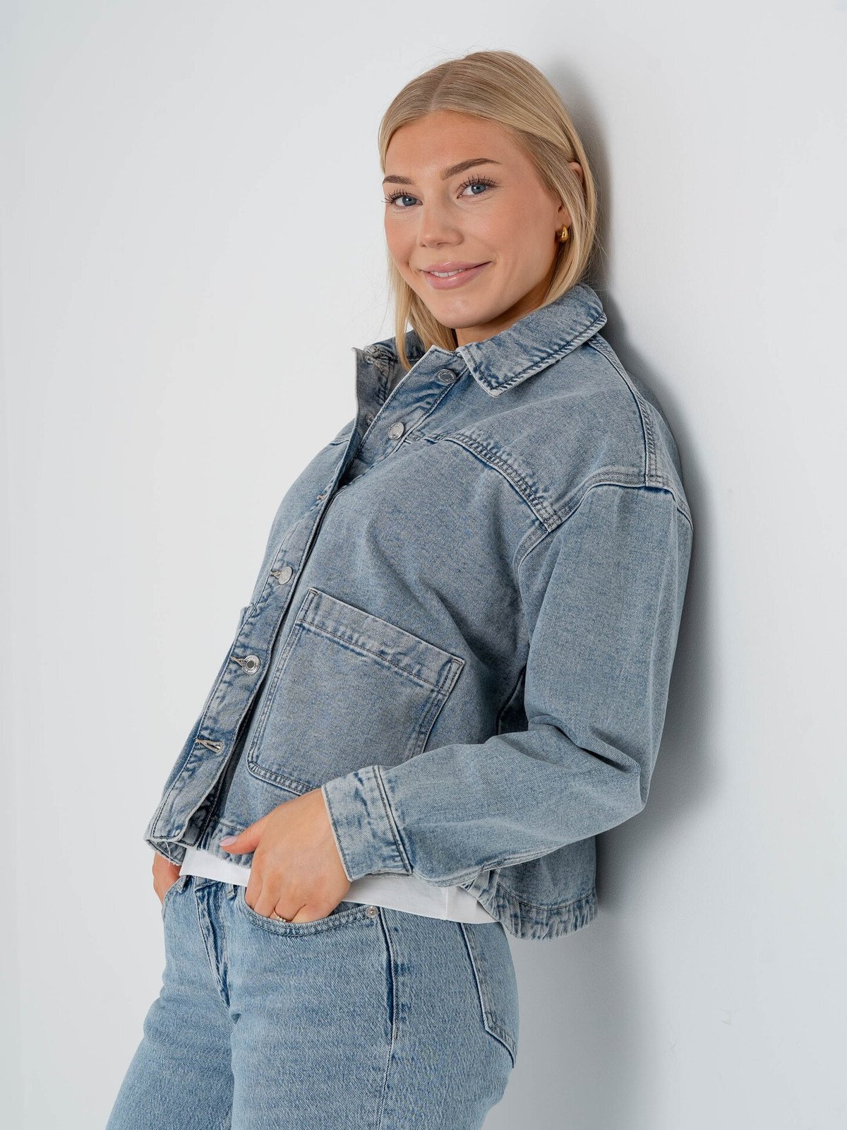 Vero Moda Jamie Long Sleeve Denim Shacket Light Blue Denim