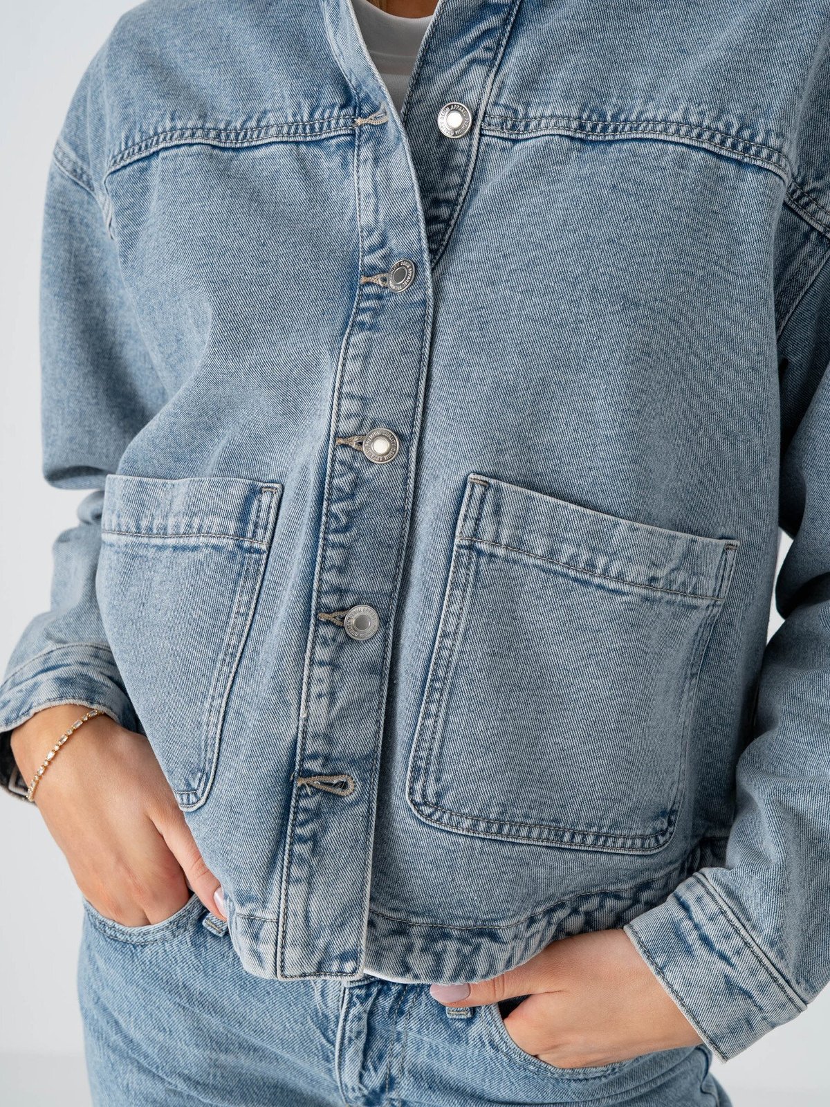 Vero Moda Jamie Long Sleeve Denim Shacket Light Blue Denim