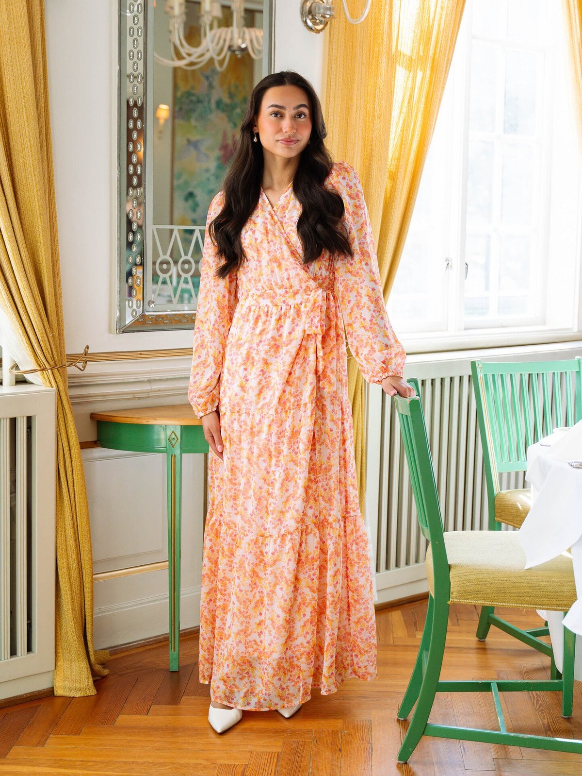 Vero Moda Aware Audora Long Sleeve Long Frill Wrap Dress Barely Pink Palma