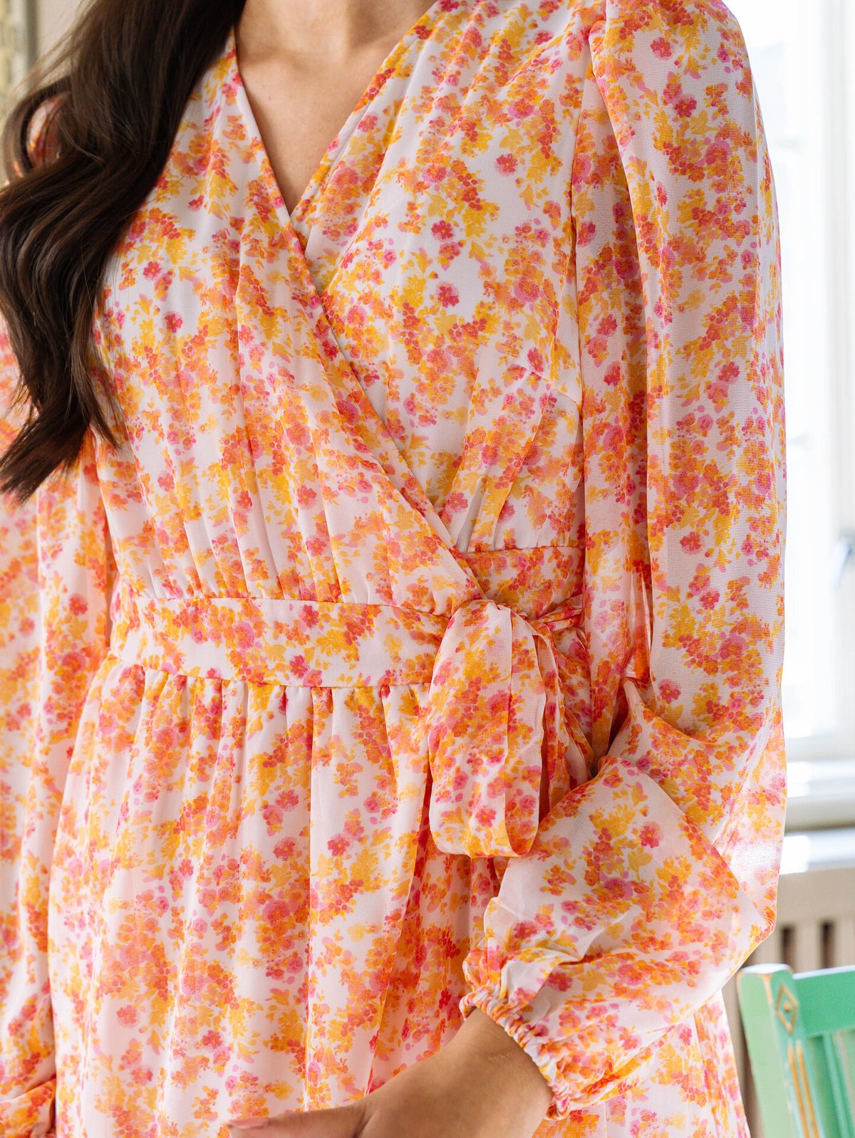 Vero Moda Aware Audora Long Sleeve Long Frill Wrap Dress Barely Pink Palma