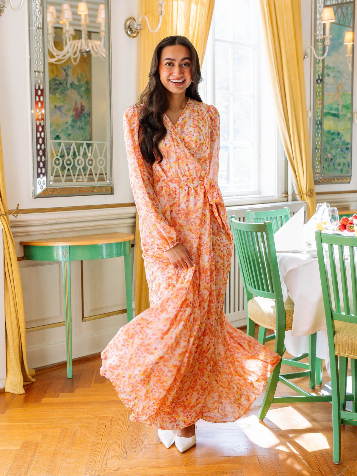 Vero Moda Aware Audora Long Sleeve Long Frill Wrap Dress Barely Pink Palma