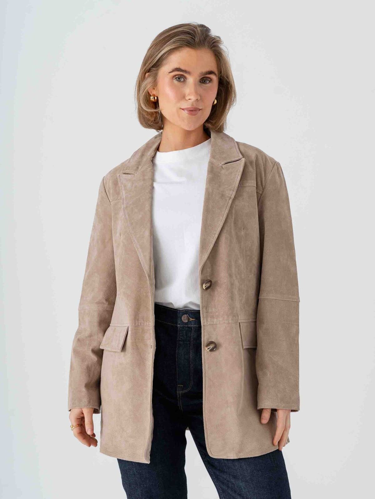 Vero Moda Pernille Long Sleeve Suede Jacket Silver Mink