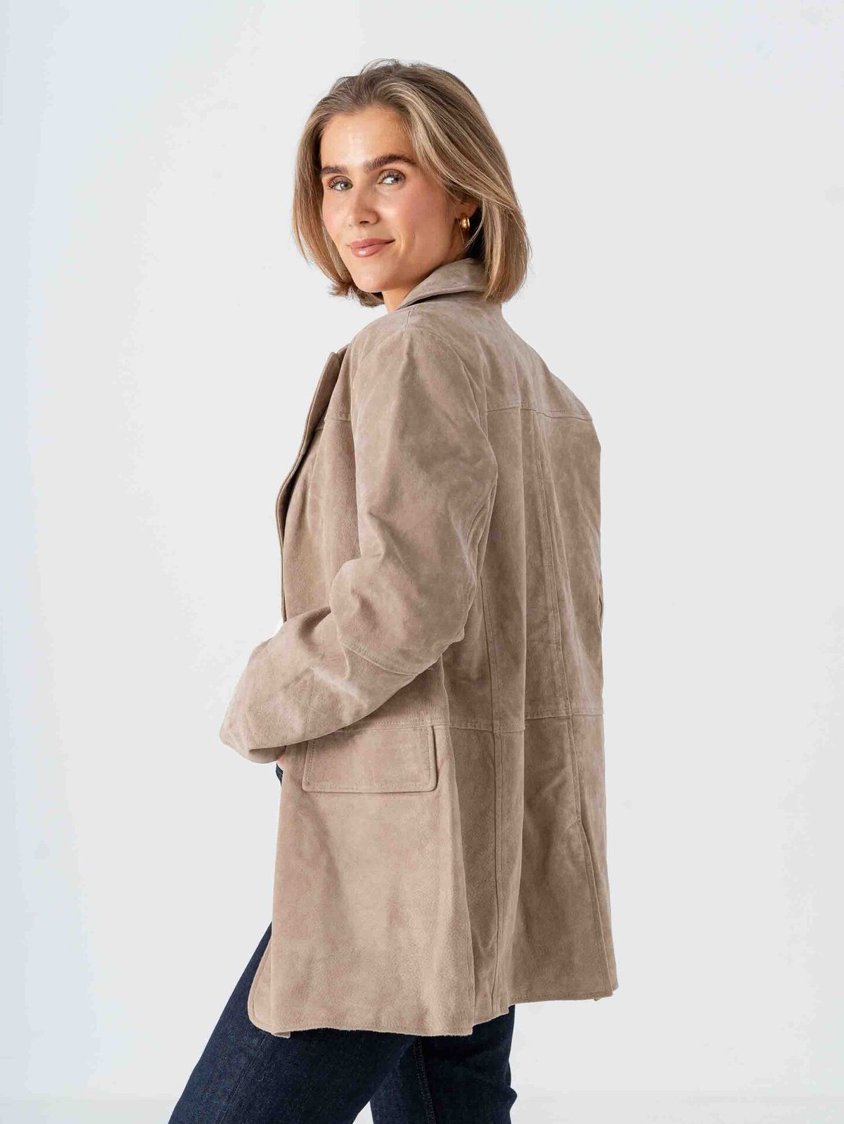 Vero Moda Pernille Long Sleeve Suede Jacket Silver Mink