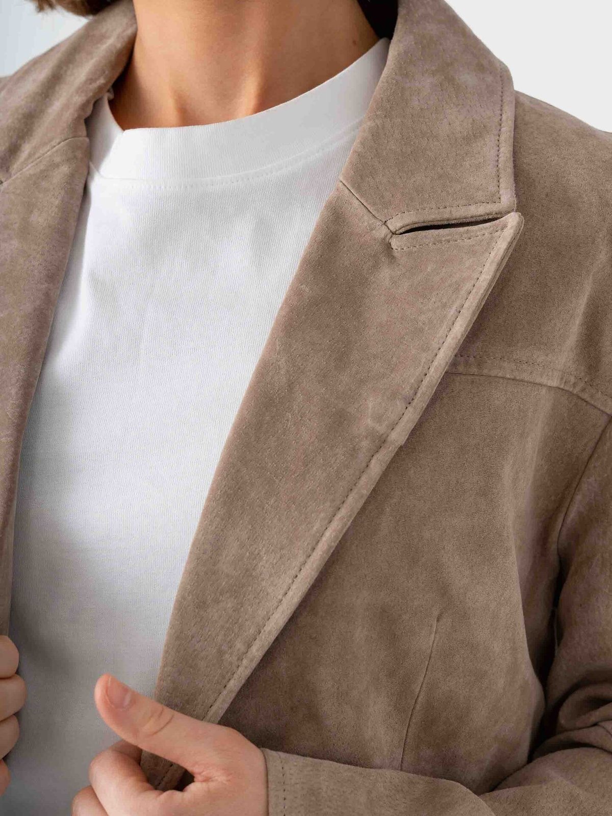 Vero Moda Pernille Long Sleeve Suede Jacket Silver Mink