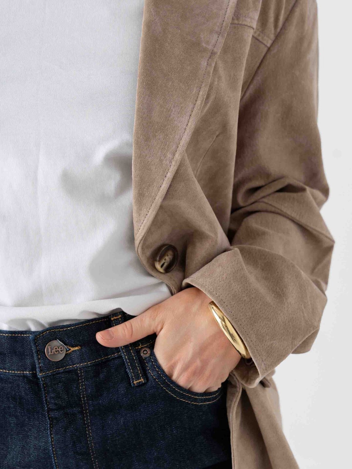 Vero Moda Pernille Long Sleeve Suede Jacket Silver Mink