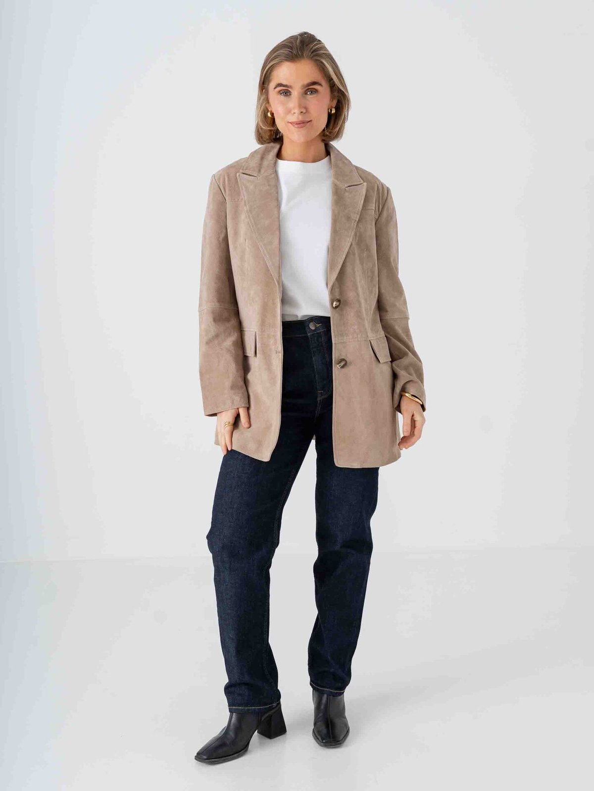 Vero Moda Pernille Long Sleeve Suede Jacket Silver Mink