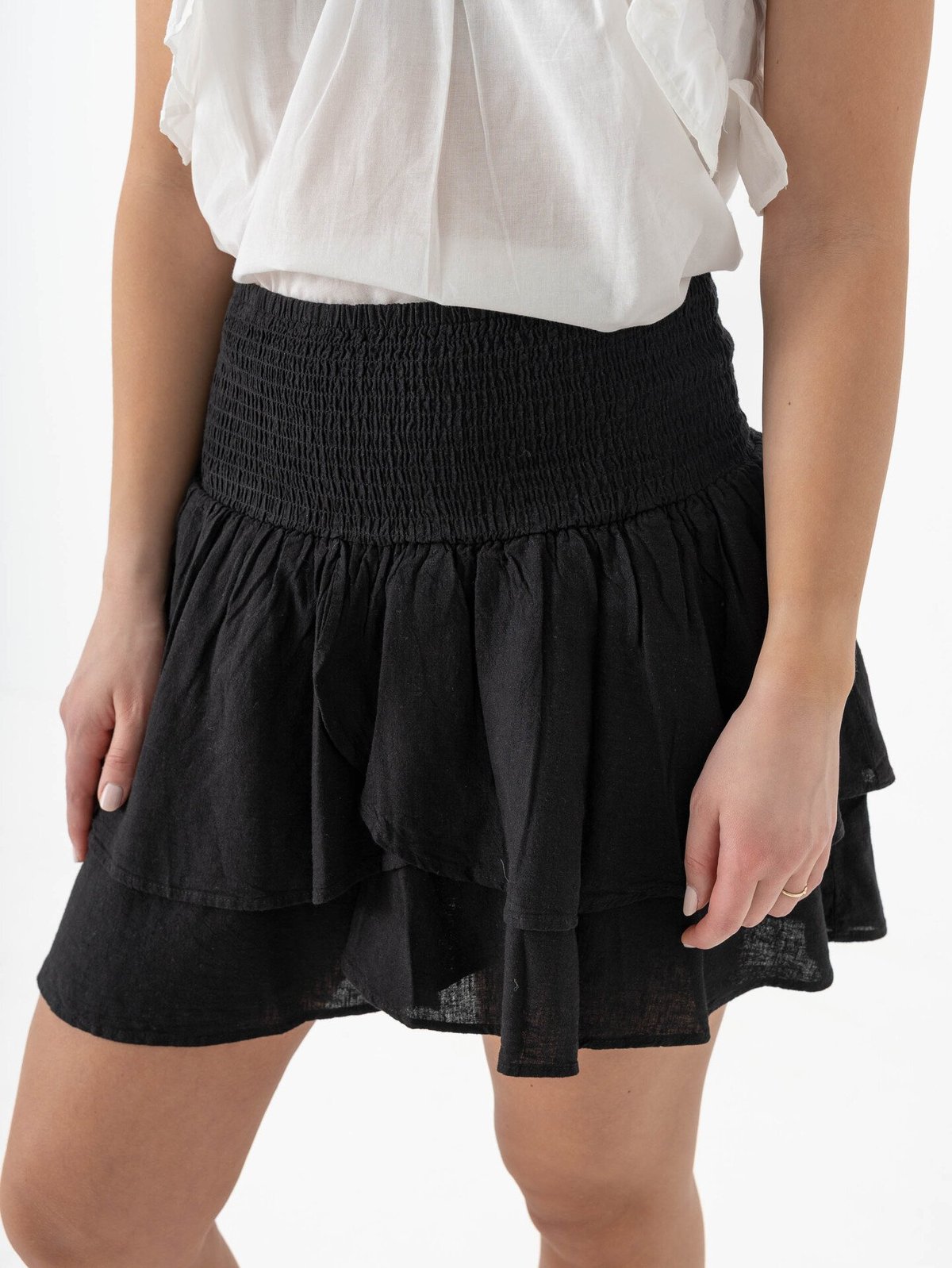 Vero Moda Linn High Waist Detail Short Skirt Black
