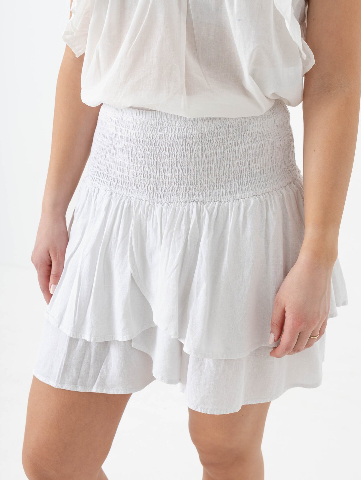 Vero Moda Linn High Waist Detail Short Skirt Bright White