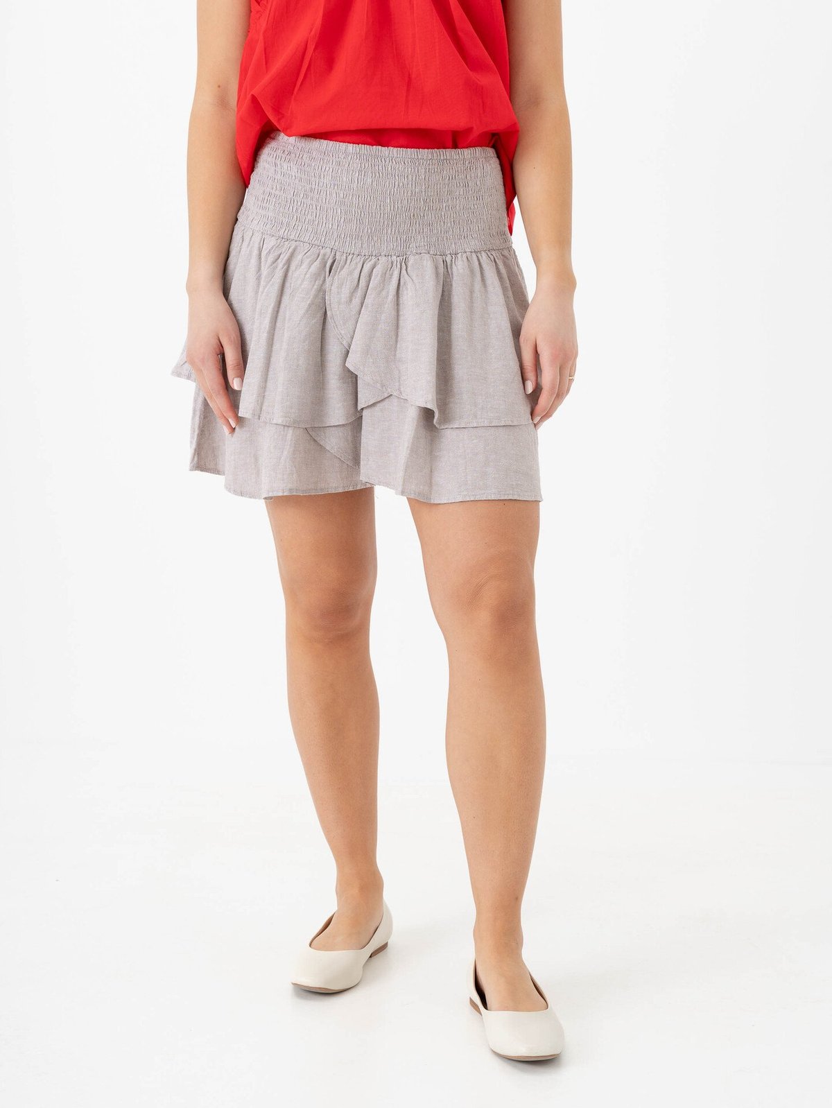 Vero Moda Linn High Waist Detail Short Skirt Moon Rock MELANGE