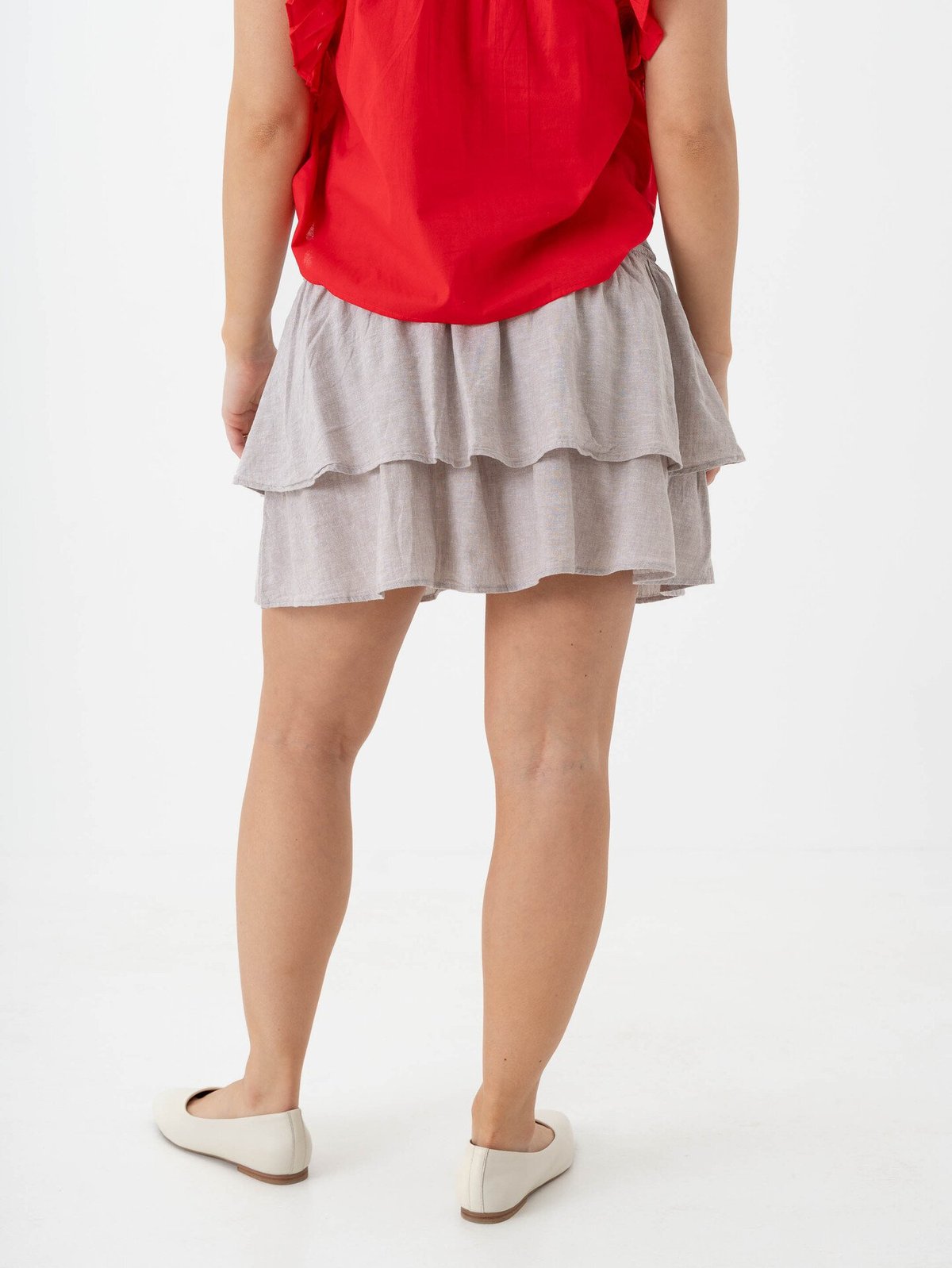 Vero Moda Linn High Waist Detail Short Skirt Moon Rock MELANGE