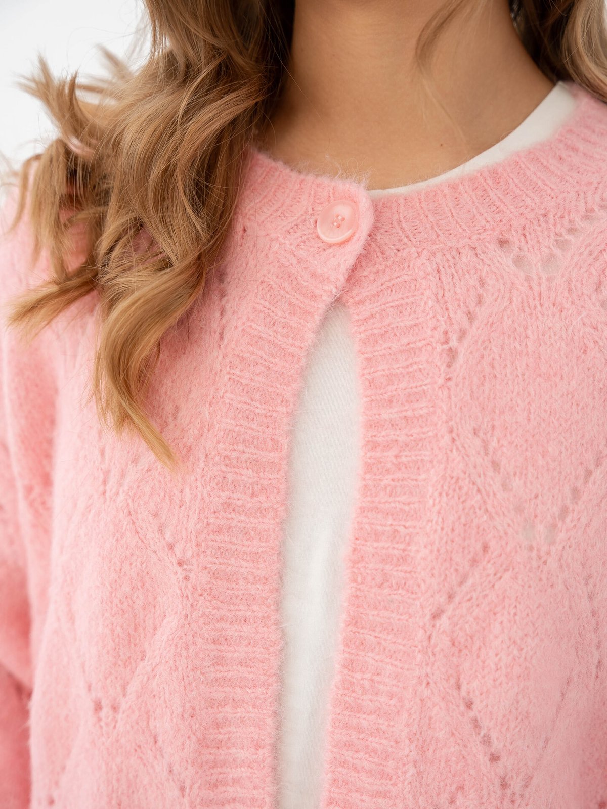 Vero Moda Novah Long Sleeve Button Cardigan Bonbon