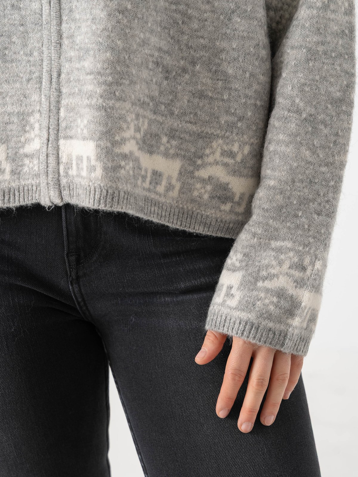 Vero Moda Santa Nordic Long Sleeve O-Neck Cardigan XMAS Light Grey Melange Birch