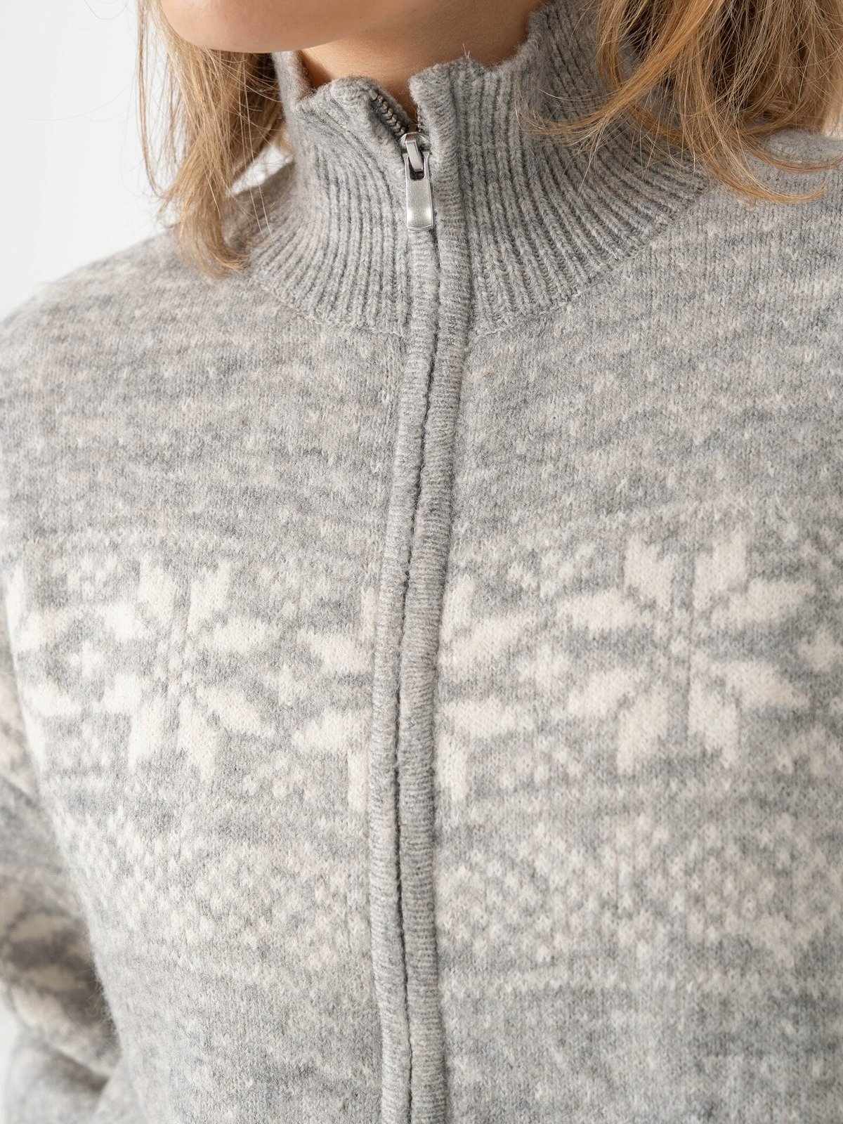 Vero Moda Santa Nordic Long Sleeve O-Neck Cardigan XMAS Light Grey Melange Birch