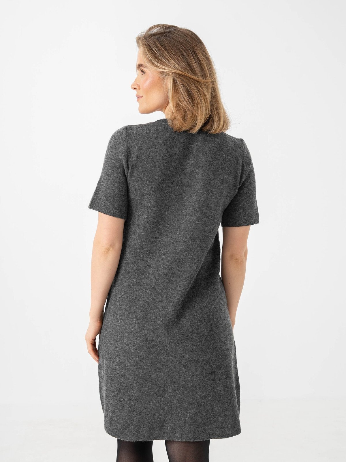 Vero Moda Johanna Short Sleeve O-Neck Dress Medium Grey Melange