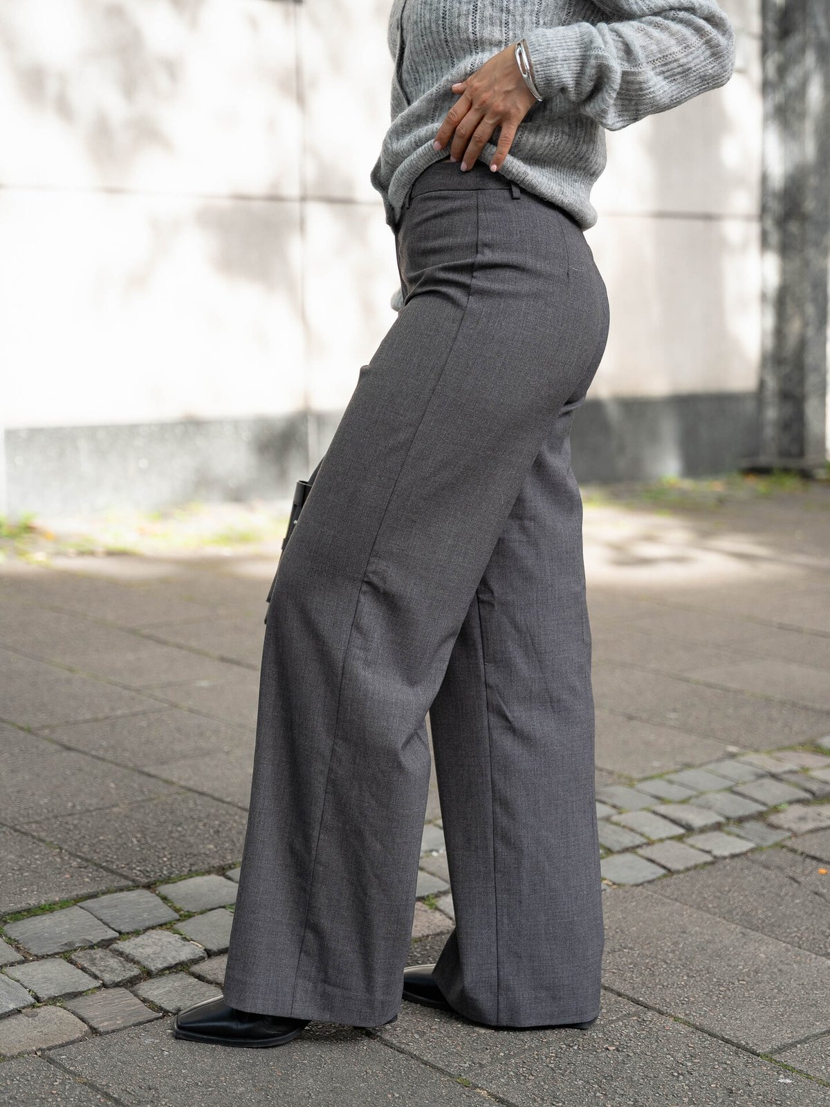 Vero Moda Texas Mid Waist Straight Pant Dark Grey Melange