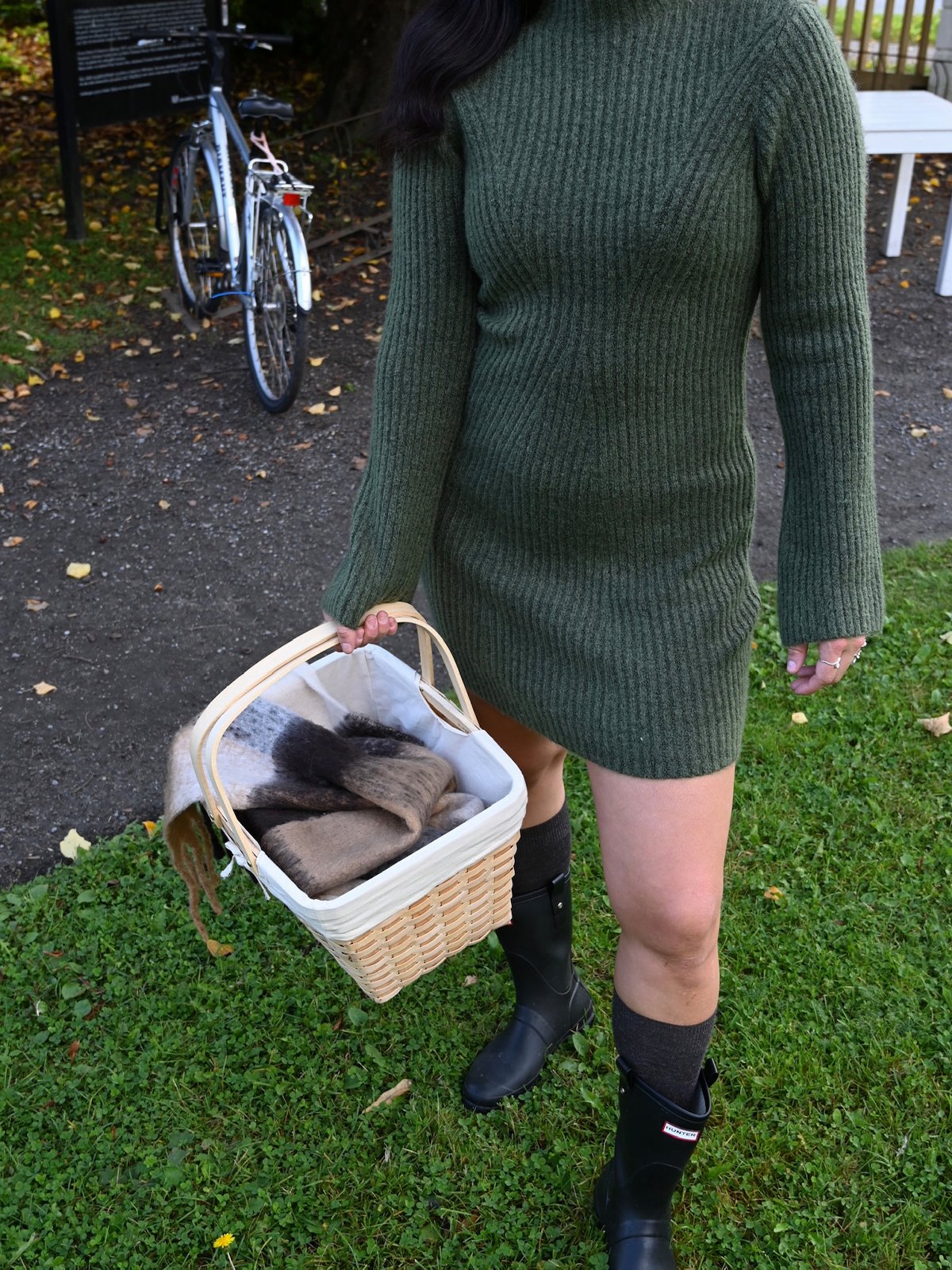 Vero Moda Lina Long Sleeve High Neck Short Knit Dress Olivine