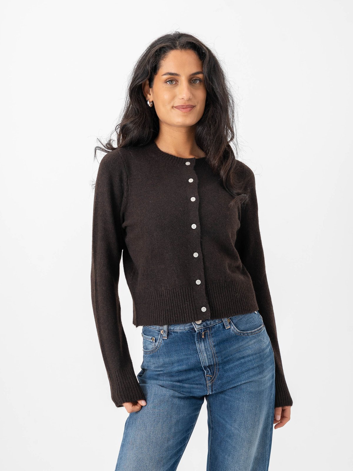 Vero Moda Macy Long Sleeve O-Neck Cardigan Chocolate Torte W. Melange