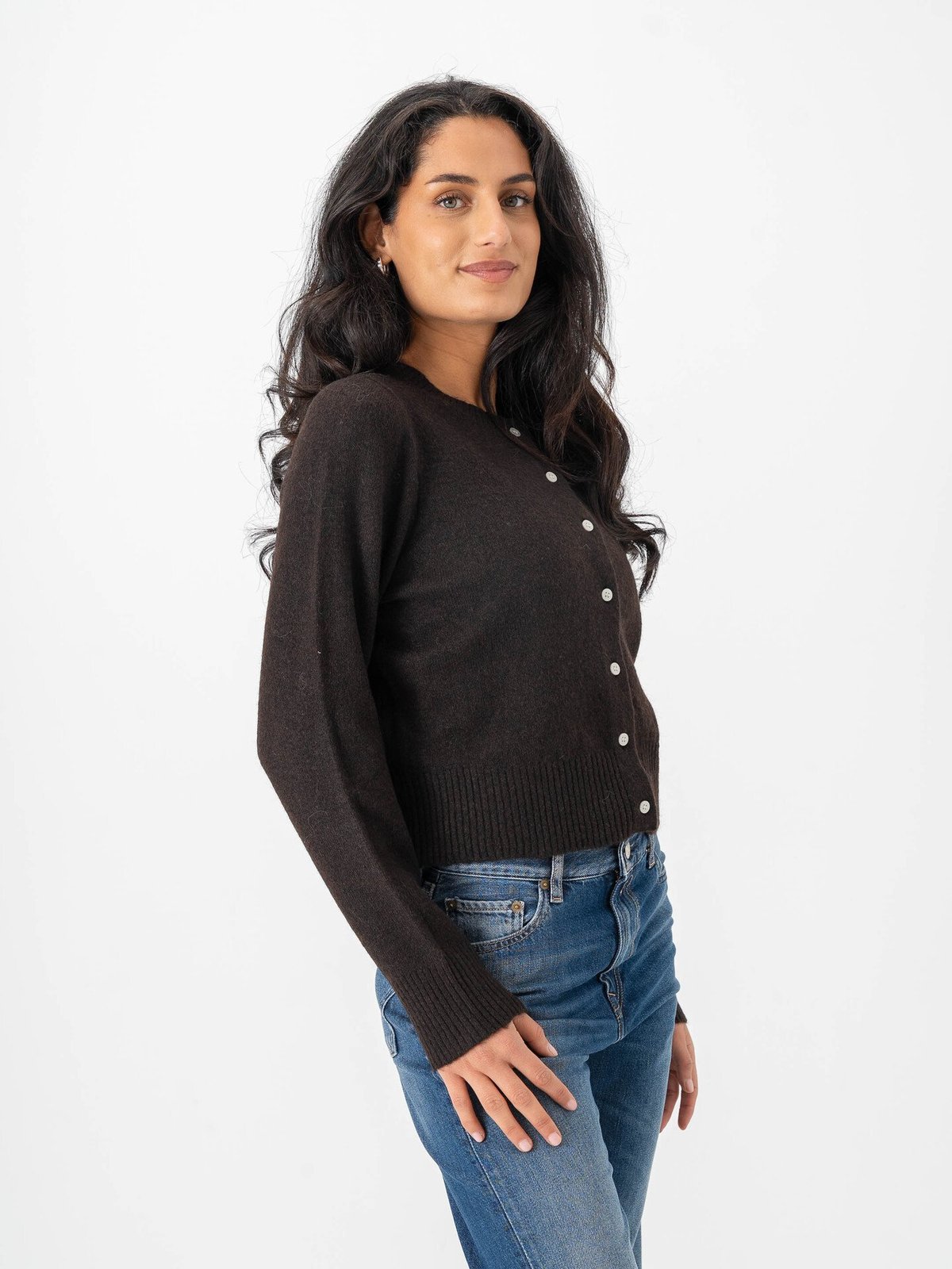 Vero Moda Macy Long Sleeve O-Neck Cardigan Chocolate Torte W. Melange