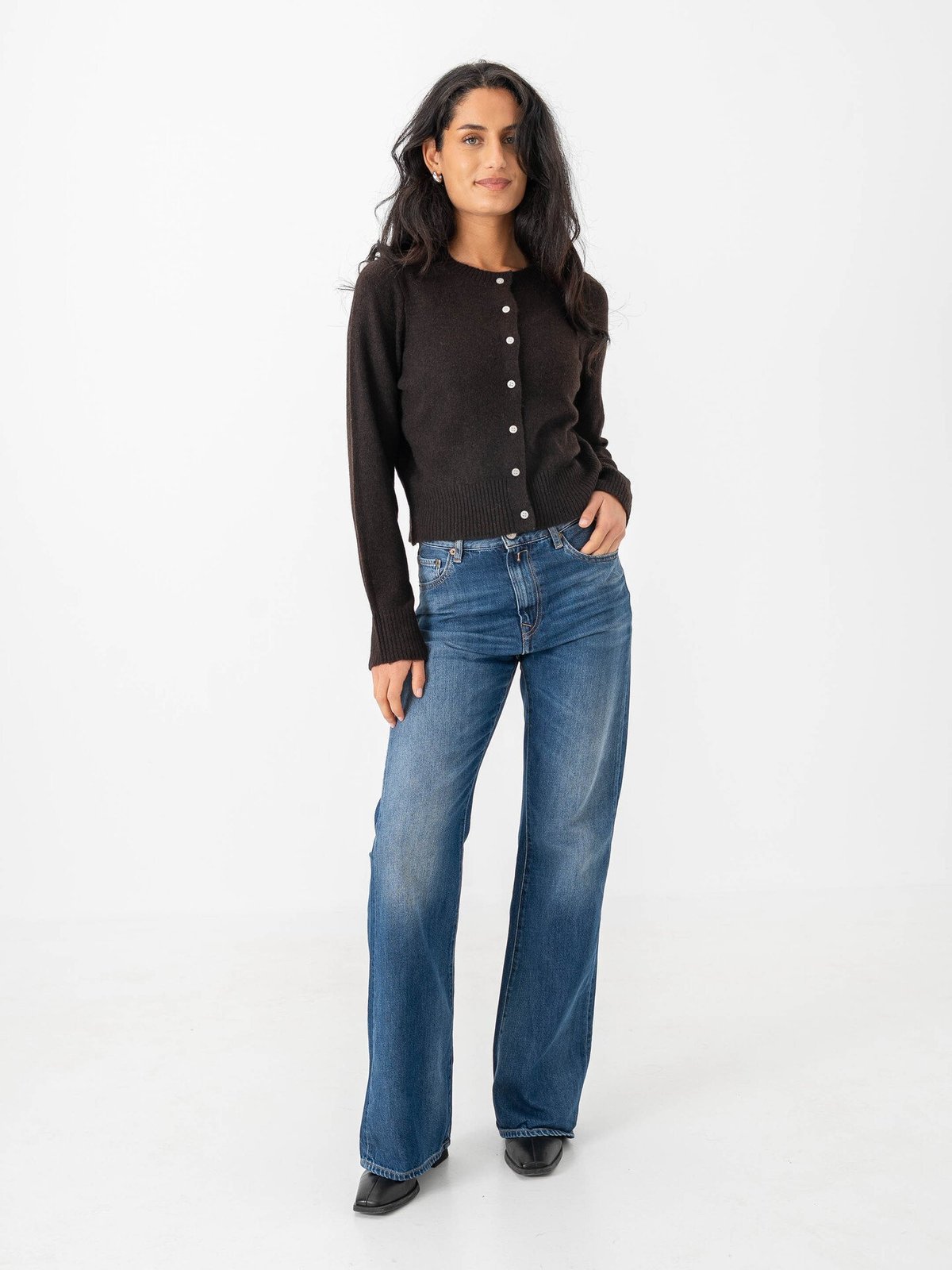 Vero Moda Macy Long Sleeve O-Neck Cardigan Chocolate Torte W. Melange