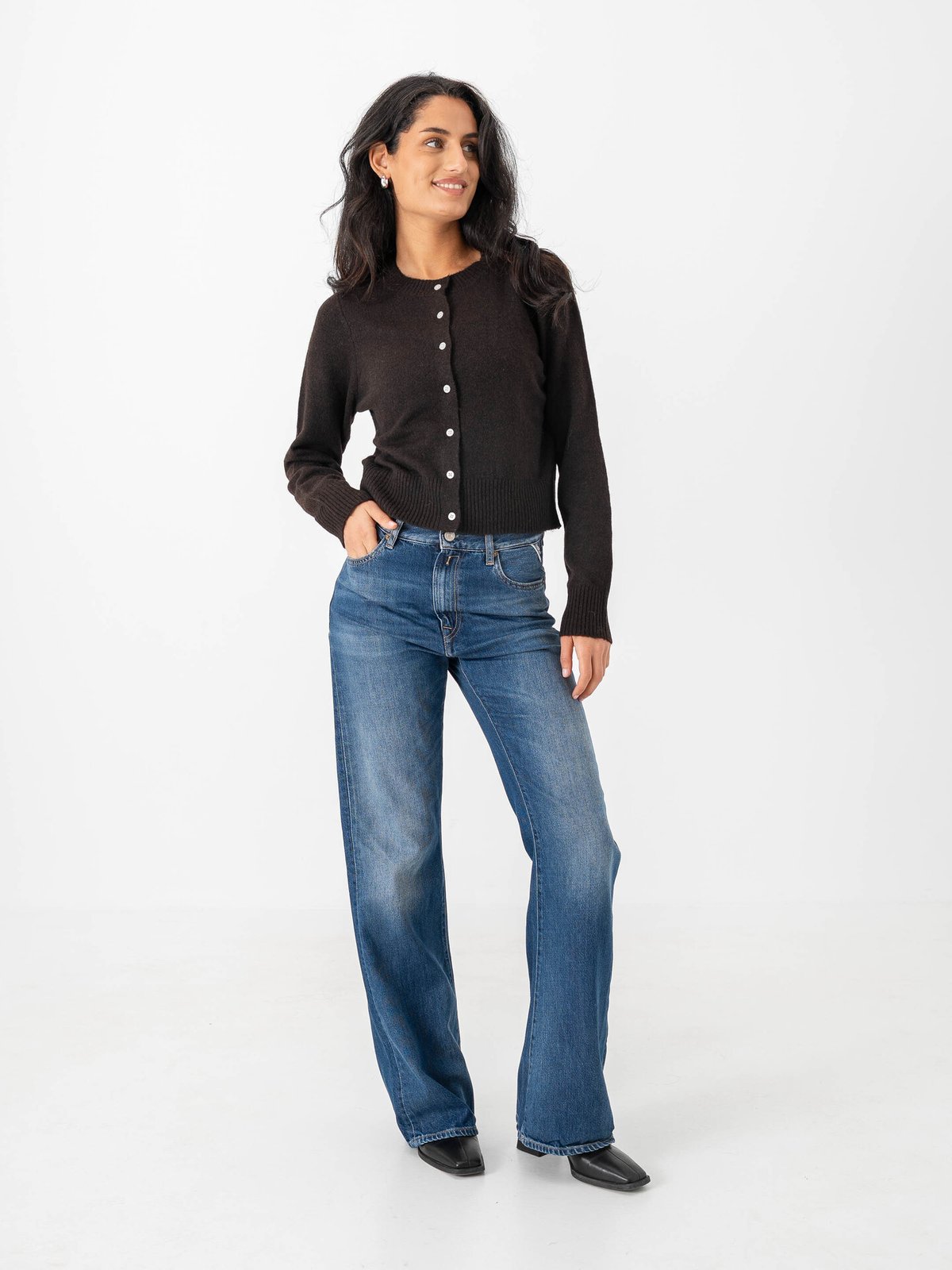 Vero Moda Macy Long Sleeve O-Neck Cardigan Chocolate Torte W. Melange