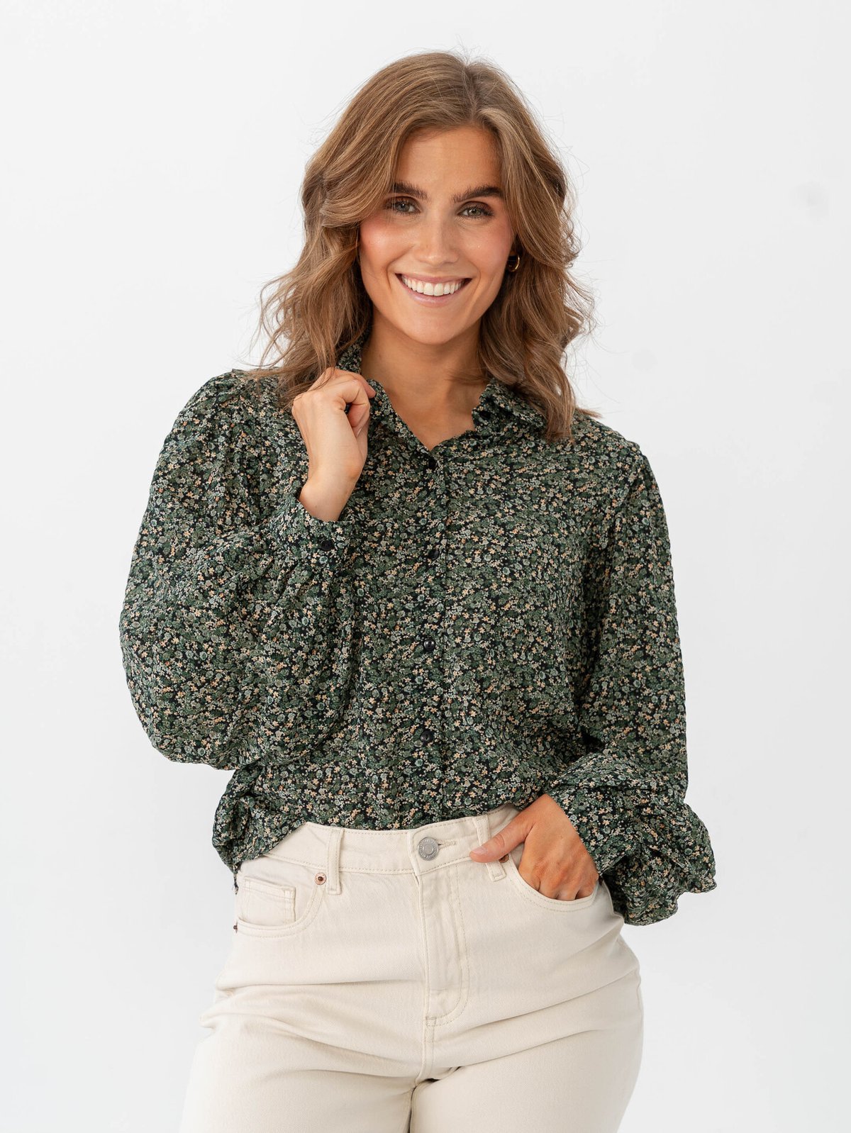 Vero Moda Aware Noelle Long Sleeve Shirt Black Leona Olivine