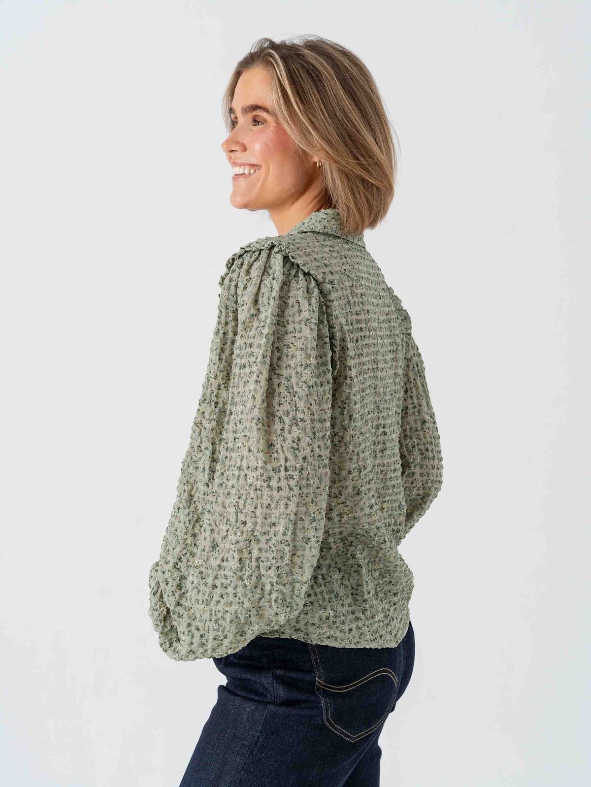 Vero Moda Aware Noelle Long Sleeve Shirt Hedge Green Iceberg Green