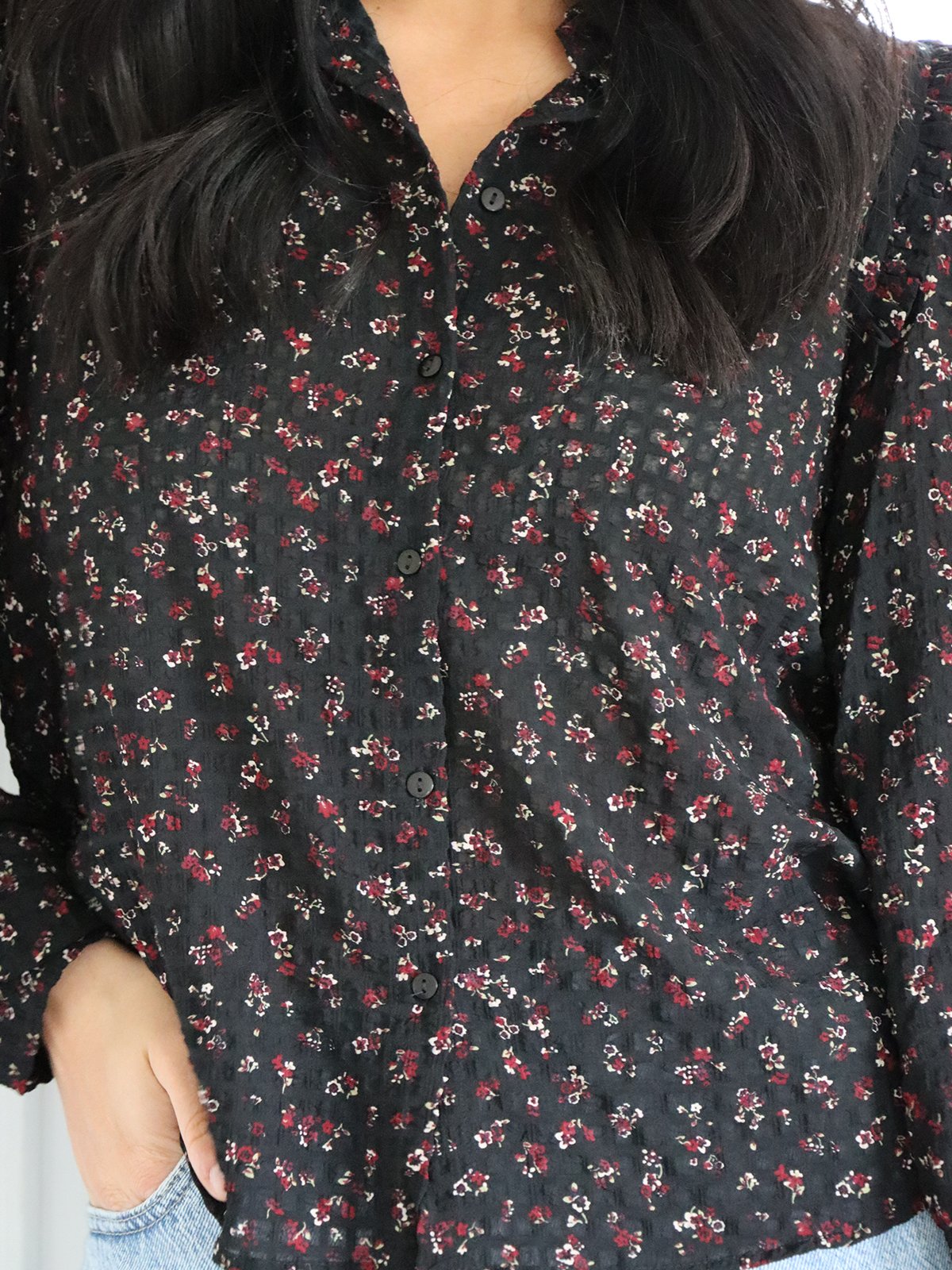 Vero Moda Aware Noelle Long Sleeve Shirt Black Zinfandel