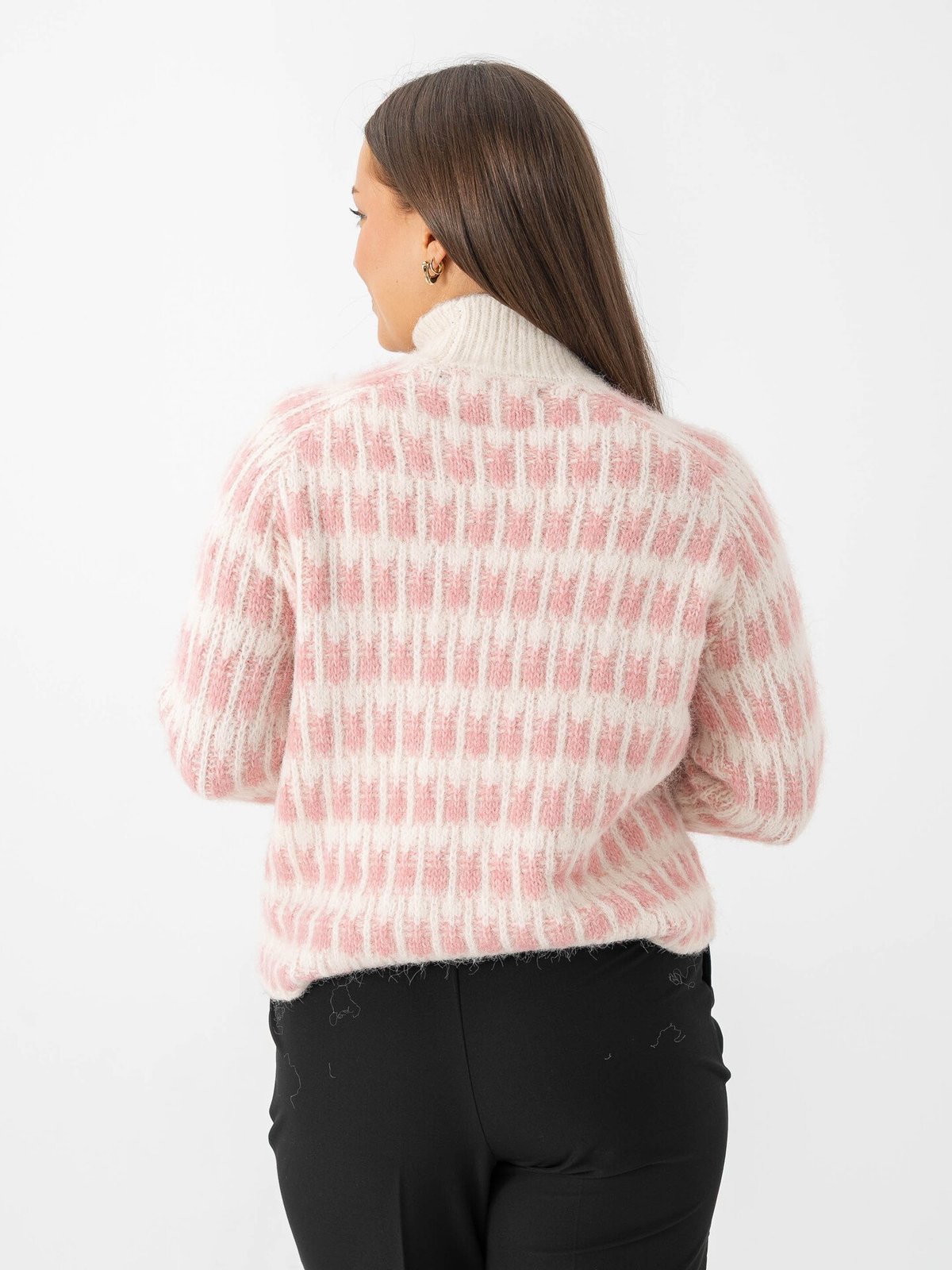 Vero Moda Lisa Long Sleeve Highneck Pullover Birch W. Rose Elegance Stitch