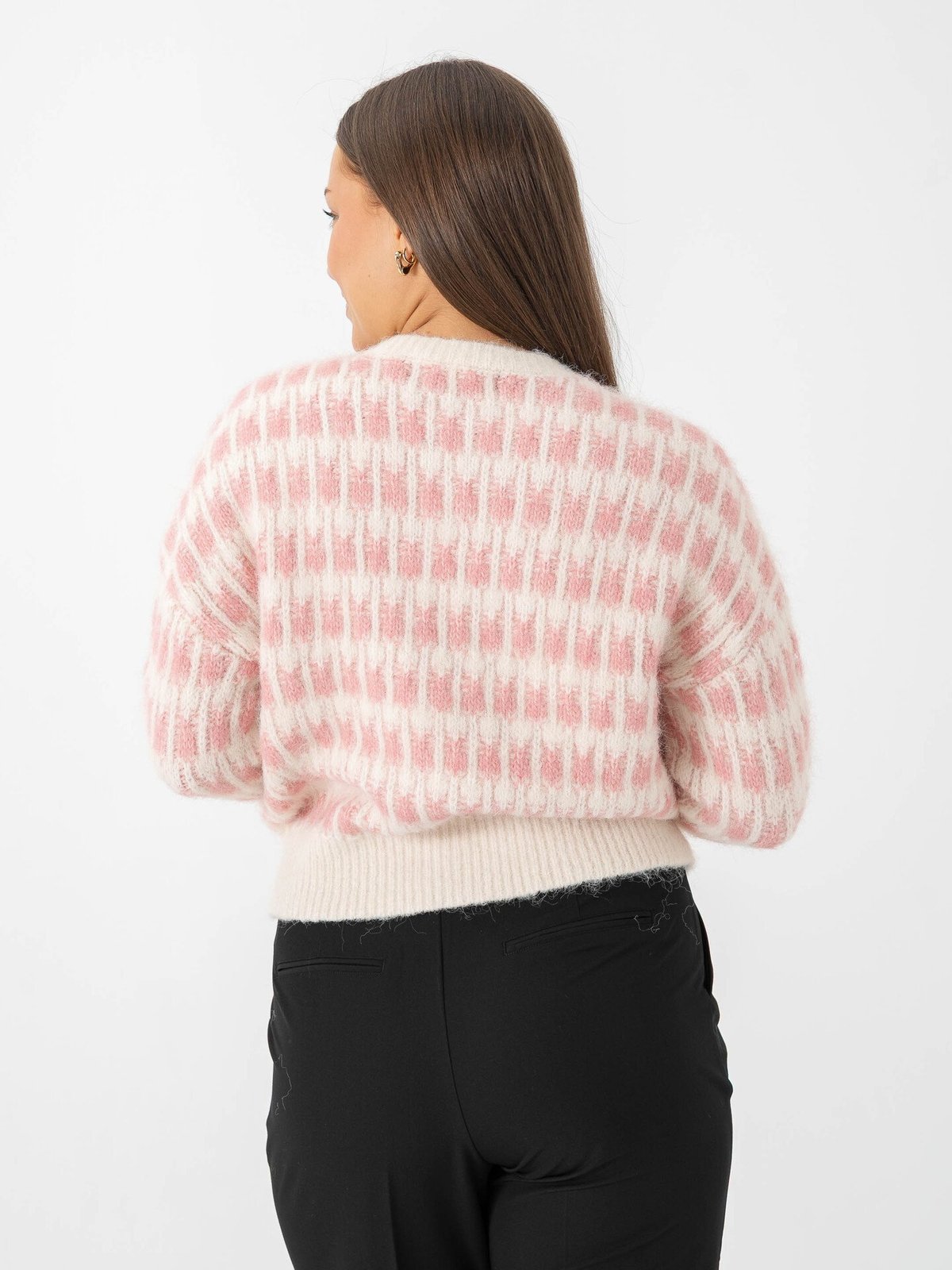 Vero Moda Lisa Long Sleeve O-Neck Cardigan Birch w. Rose Elegance Stitch