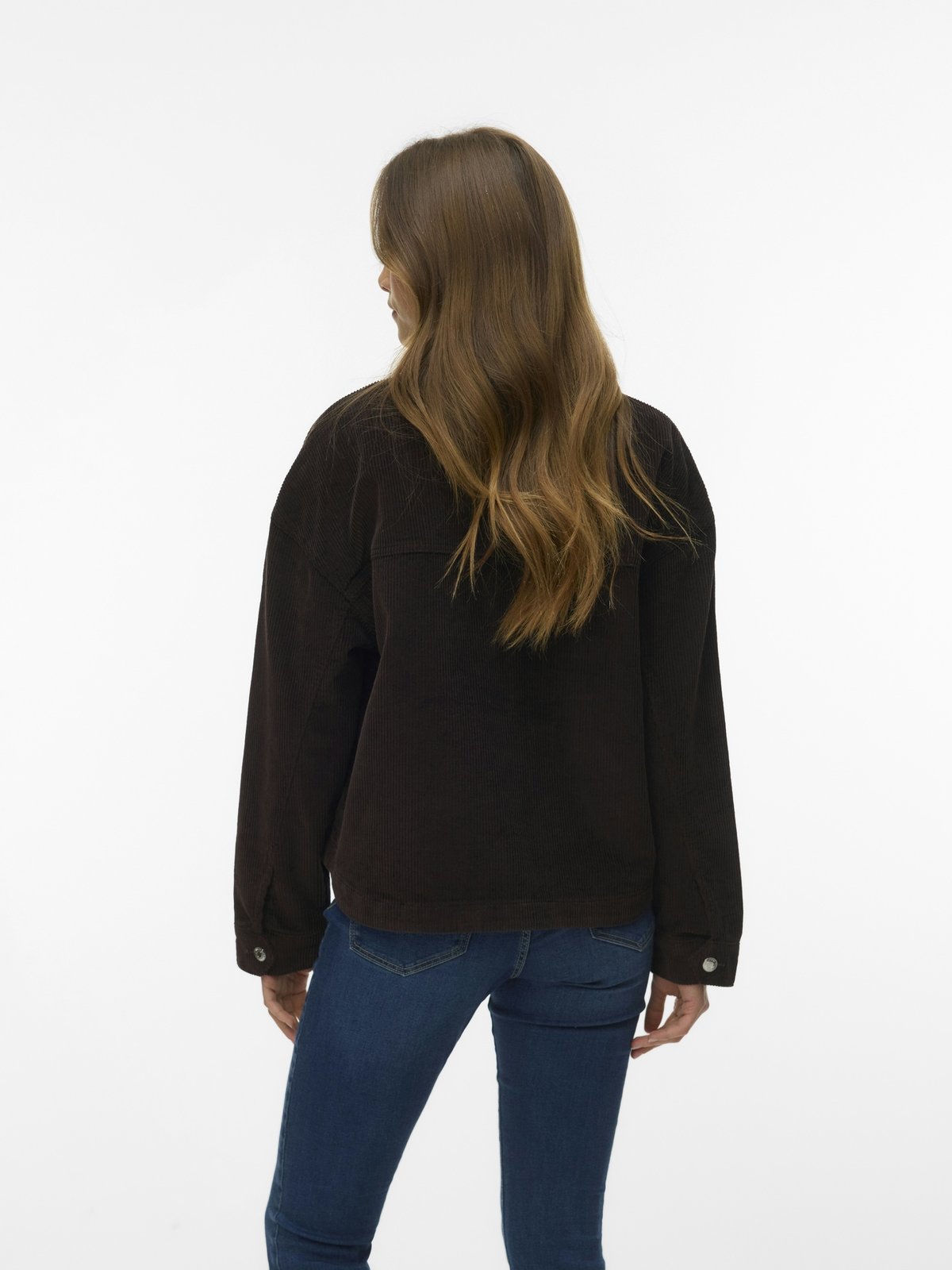 Vero Moda Jamie Long Sleeve Corduroy Shacket Chocolate Torte