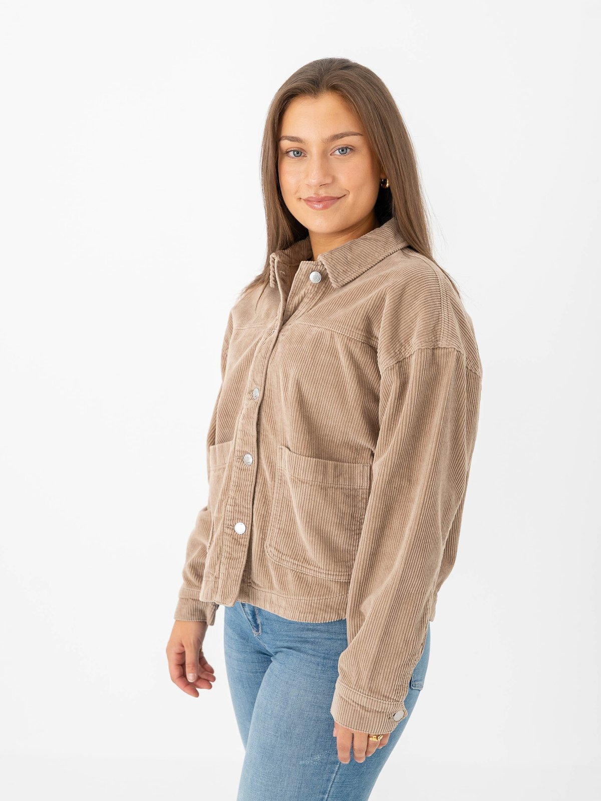 Vero Moda Jamie Long Sleeve Corduroy Shacket Silver Mink