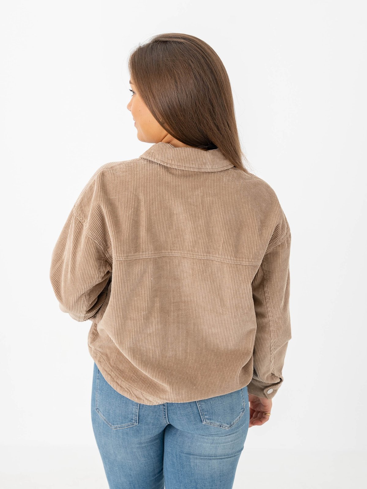 Vero Moda Jamie Long Sleeve Corduroy Shacket Silver Mink