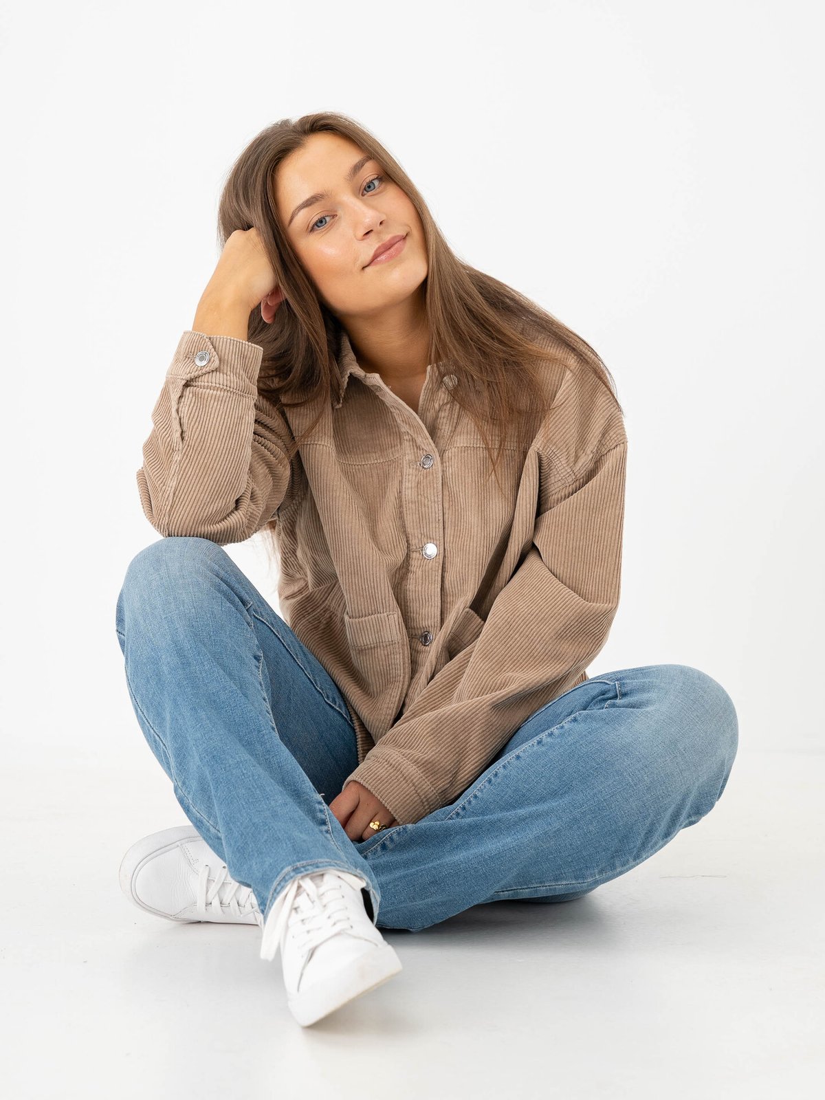 Vero Moda Jamie Long Sleeve Corduroy Shacket Silver Mink