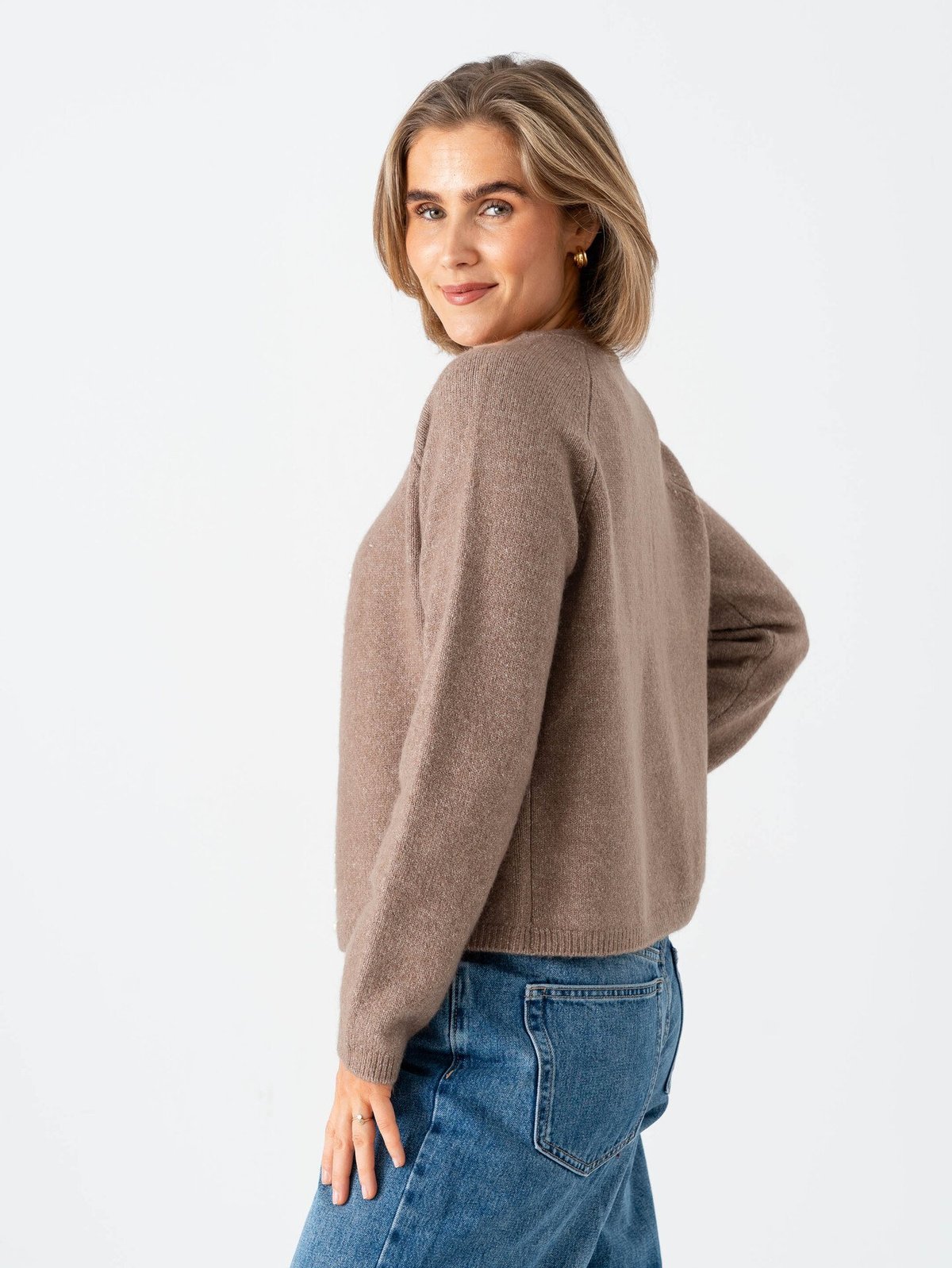 Vero Moda Aware Magalene Long Sleeve O-Neck Pearl Cardigan Fossil