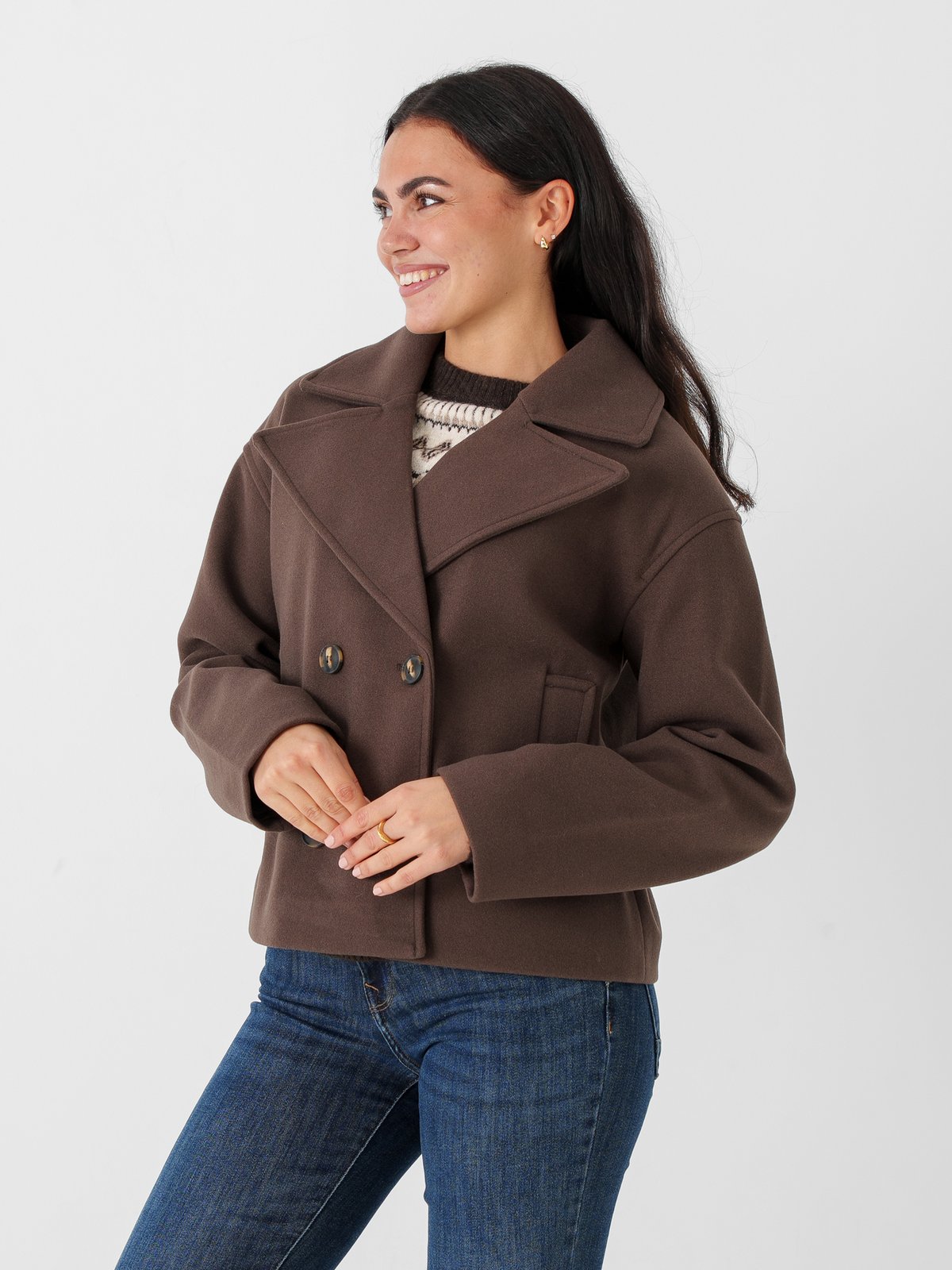 Vero Moda Vinceline Short Jacket Chocolate Brown