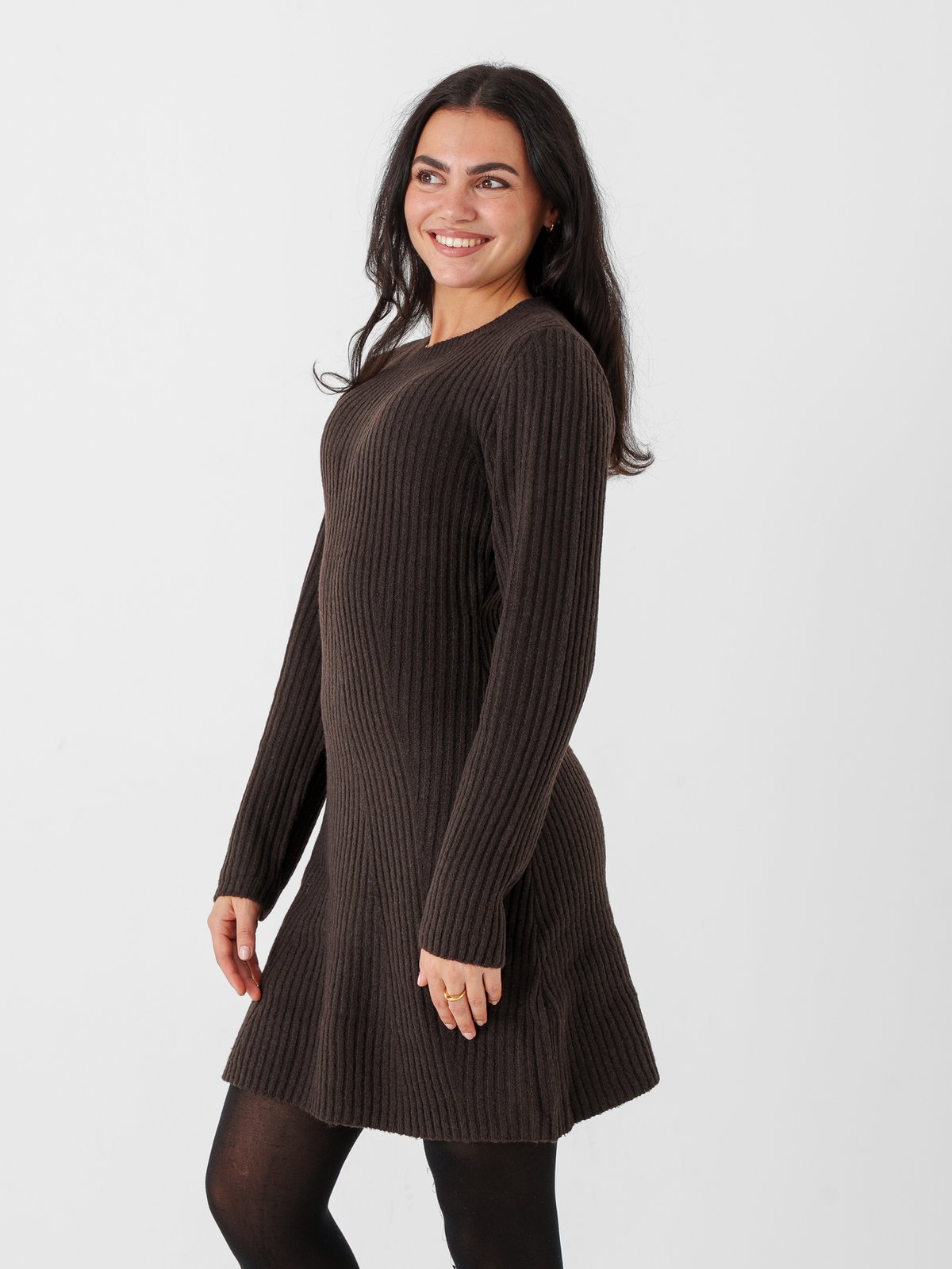 Vero Moda Josanna Long Sleeve Short Dress Chocolate Torte