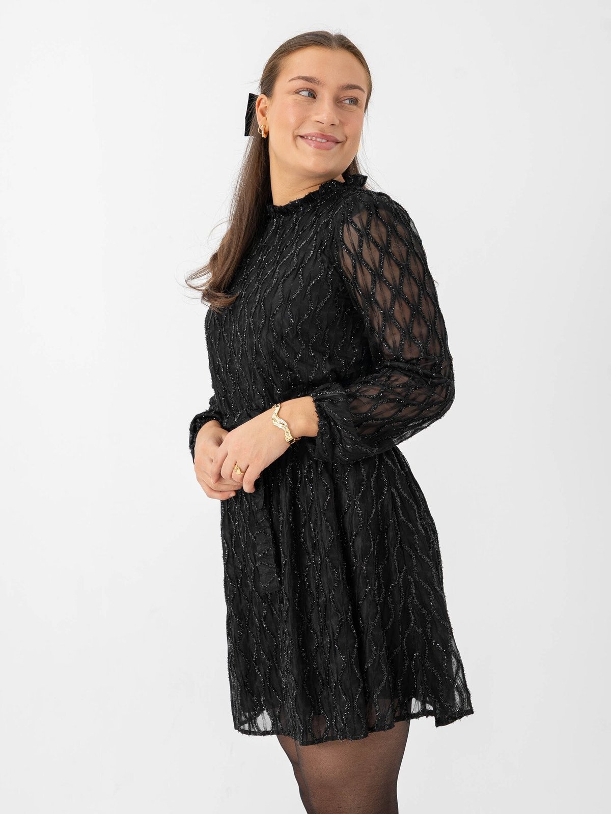 Vero Moda Aware Nolita Long Sleeve High Neck Short Dress Black