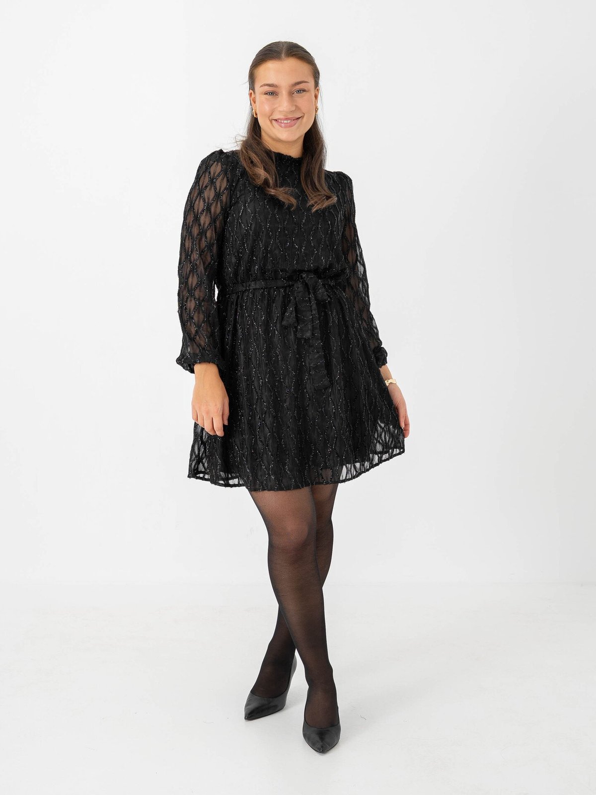 Vero Moda Aware Nolita Long Sleeve High Neck Short Dress Black