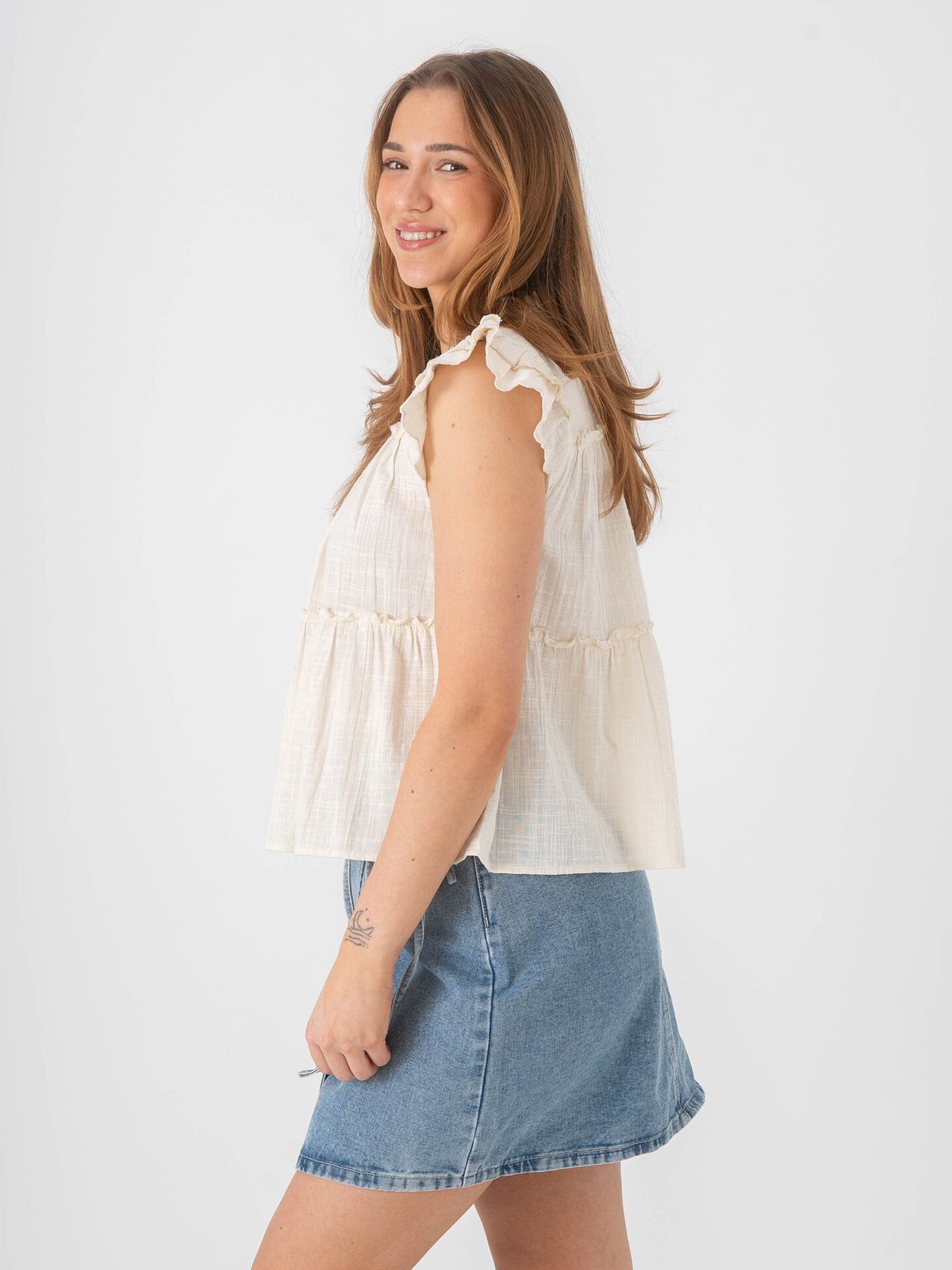 Vero Moda Mie Short Sleeve Top Birch