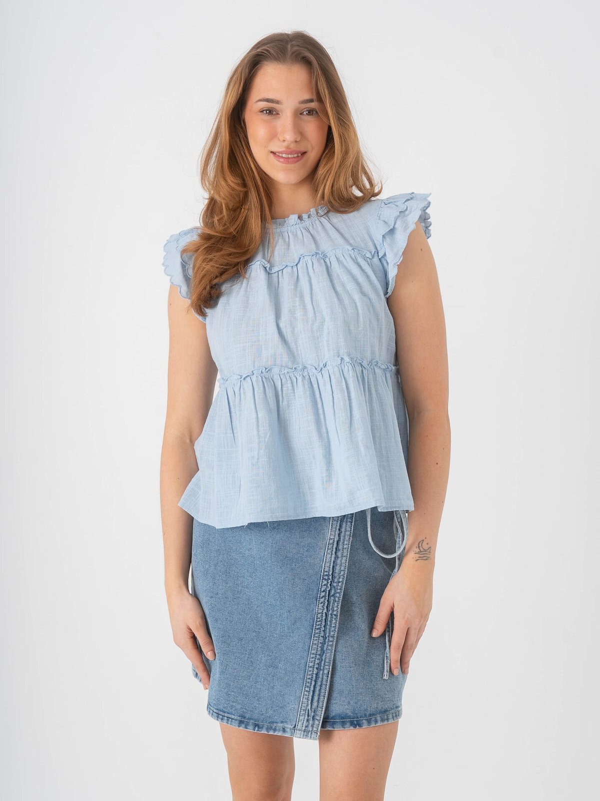Vero Moda Mie Short Sleeve Top Cashmere Blue