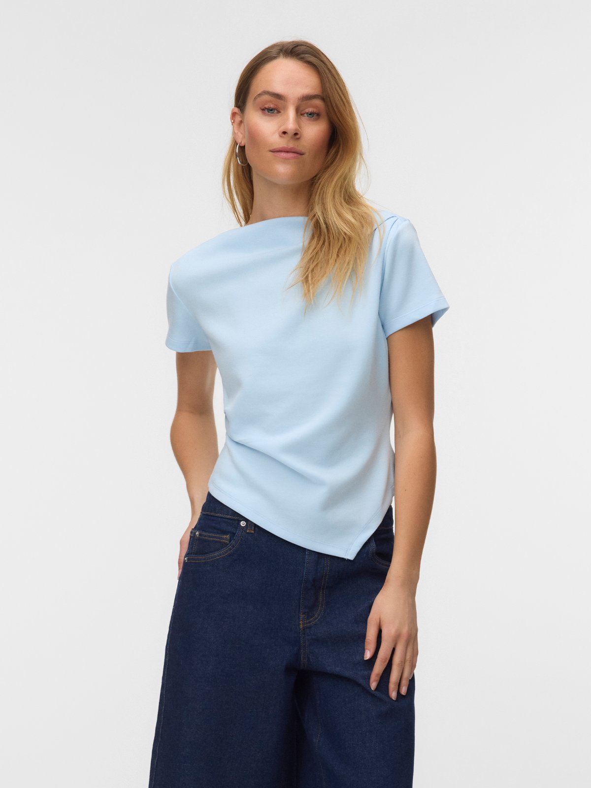 Vero Moda Mille Short Sleeve Boatneck Short Top Ice Water