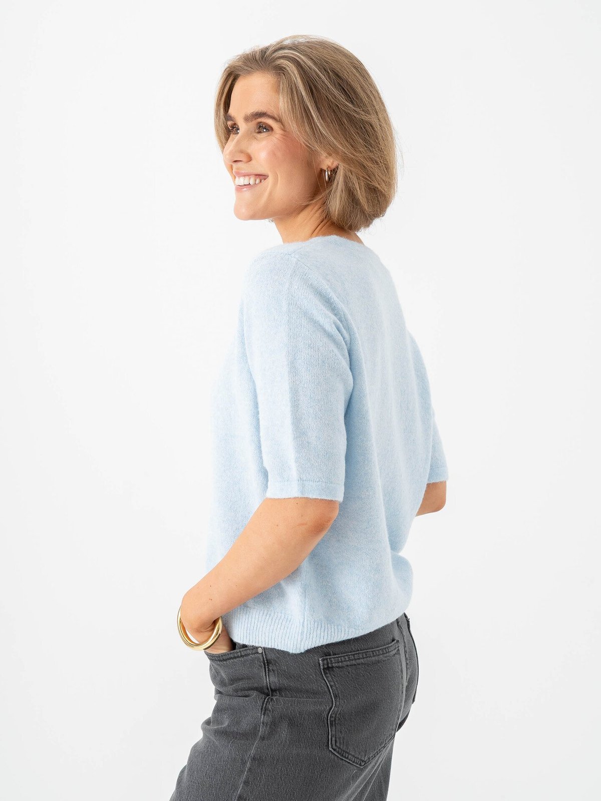 Vero Moda Doffy 2/4 O-Neck Button Cardigan Cashmere Blue Melange