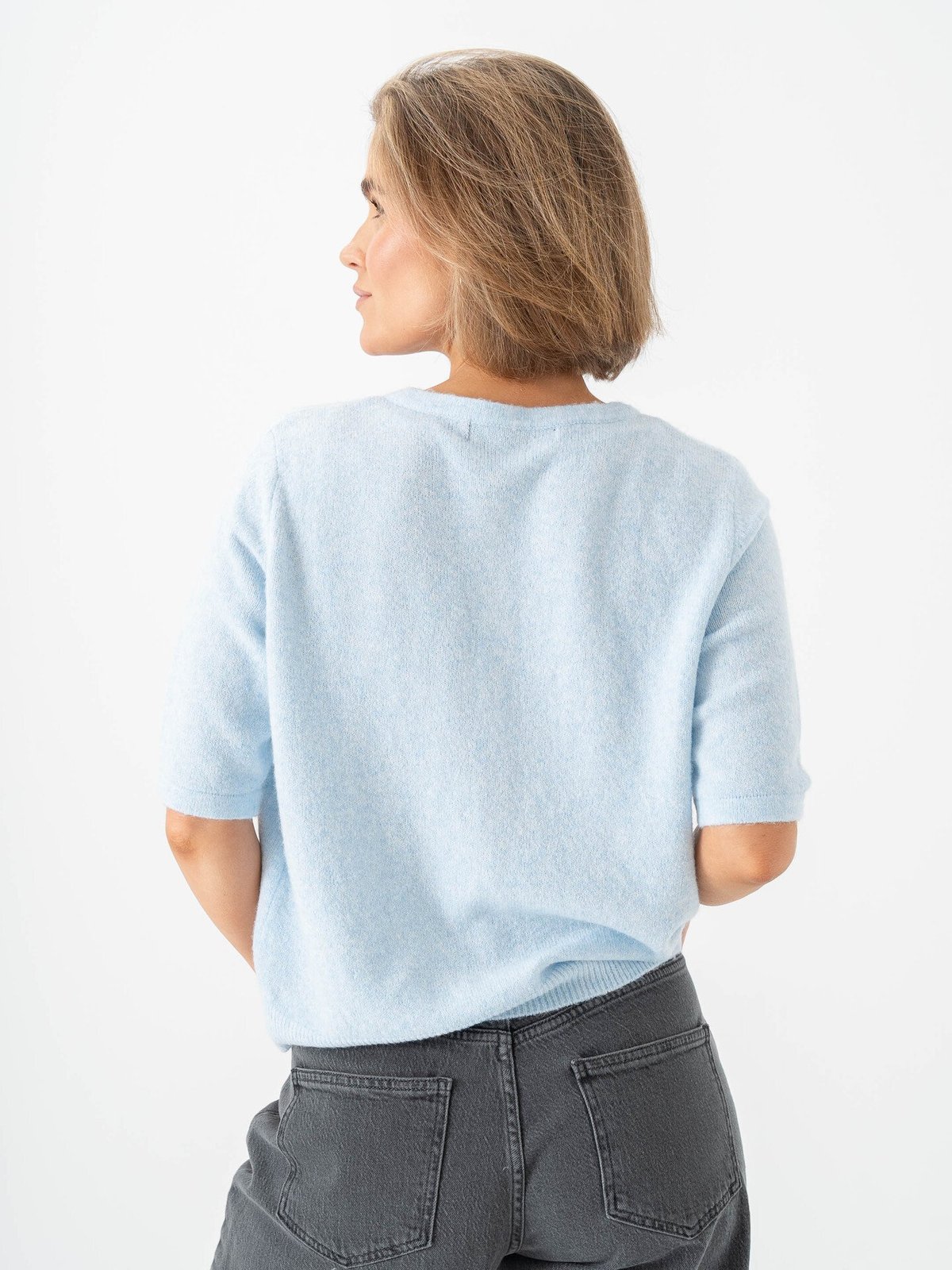 Vero Moda Doffy 2/4 O-Neck Button Cardigan Cashmere Blue Melange