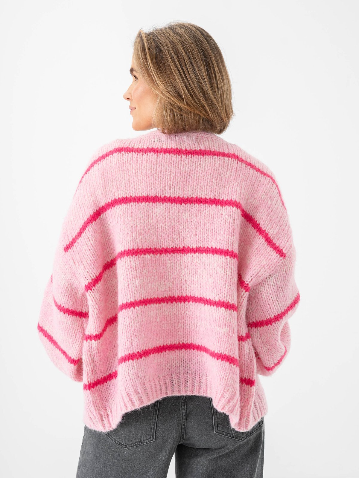 Vero Moda Maybe Art Long Sleeve Open Cardigan Bonbon Stripes W. Birch Melange + Cabaret Stripes