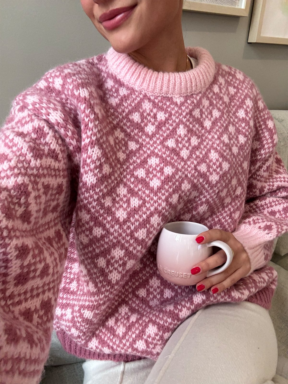 Vero Moda Inga Long Sleeve O-Neck Oversized Pullover Pink Dogwood