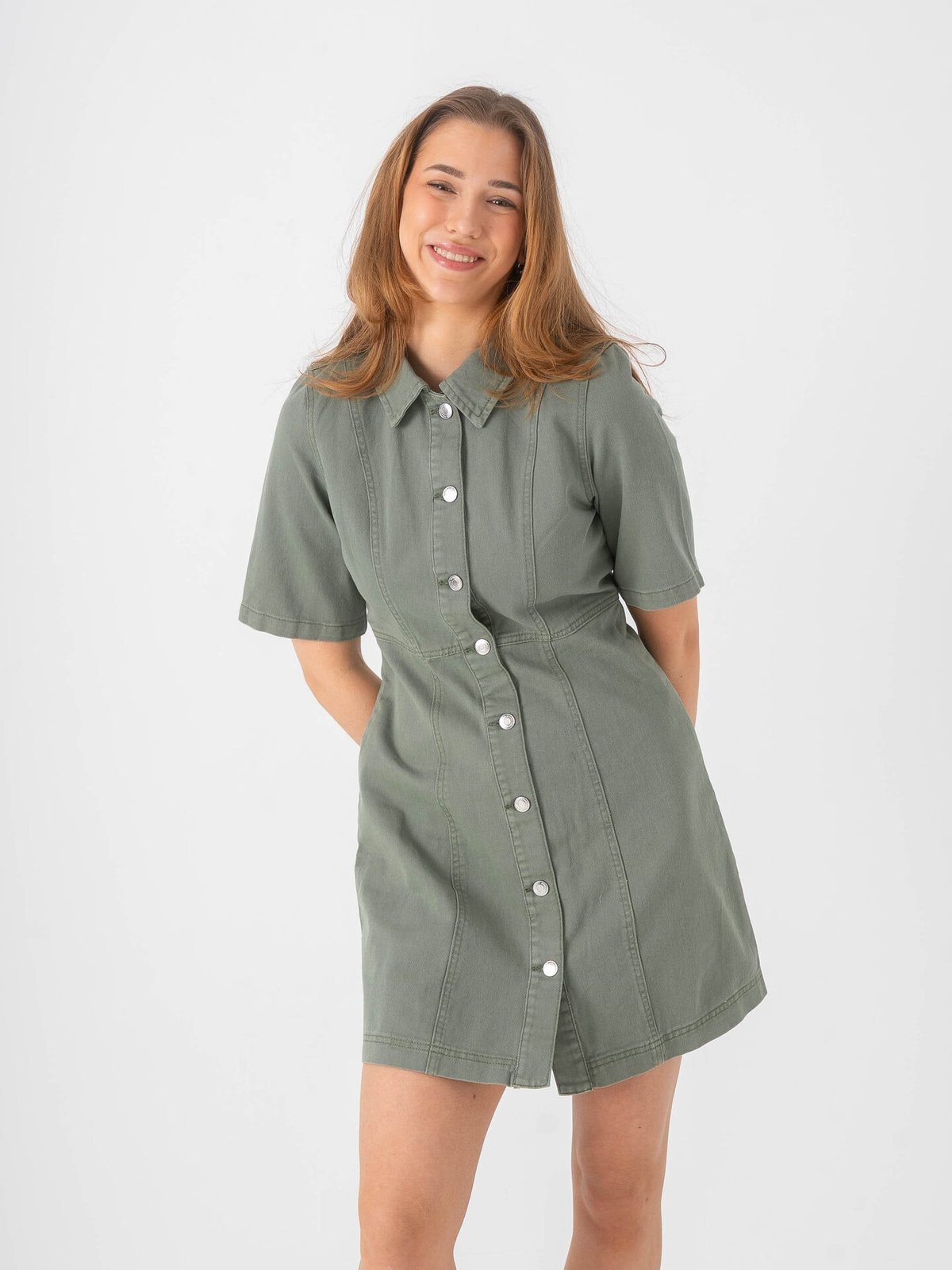 Vero Moda Daisy Short Sleeve Short Denim Dress Laurel Wreath
