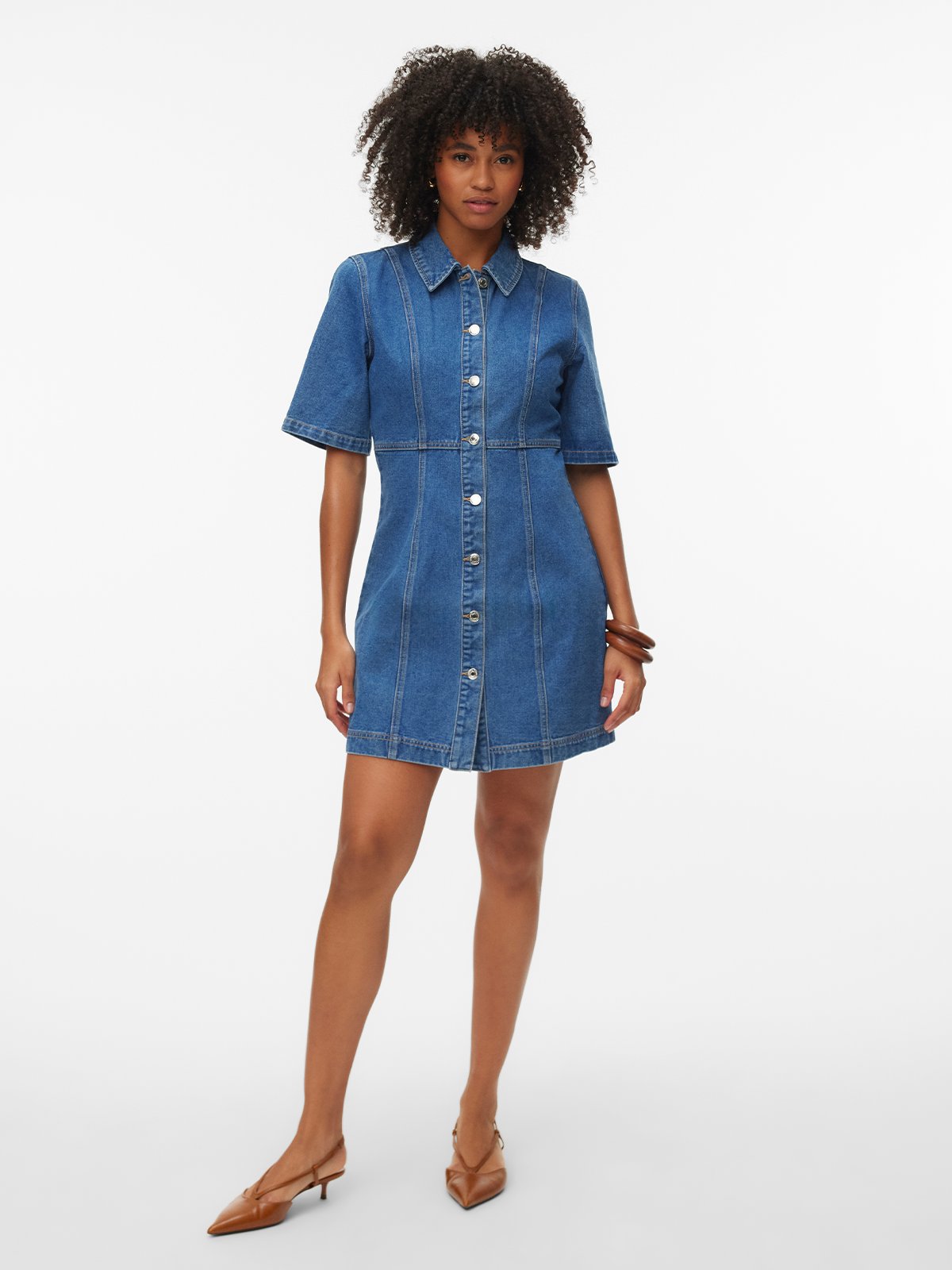 Vero Moda Daisy Short Sleeve Short Denim Dress Medium Blue Denim