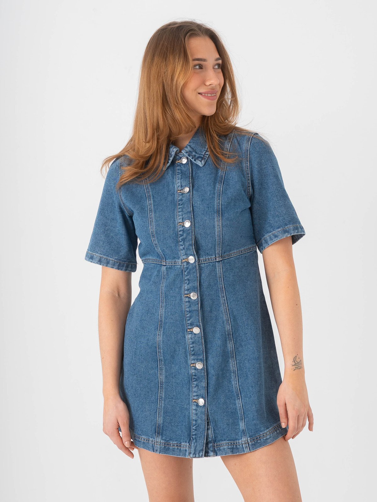 Vero Moda Daisy Short Sleeve Short Denim Dress Medium Blue Denim